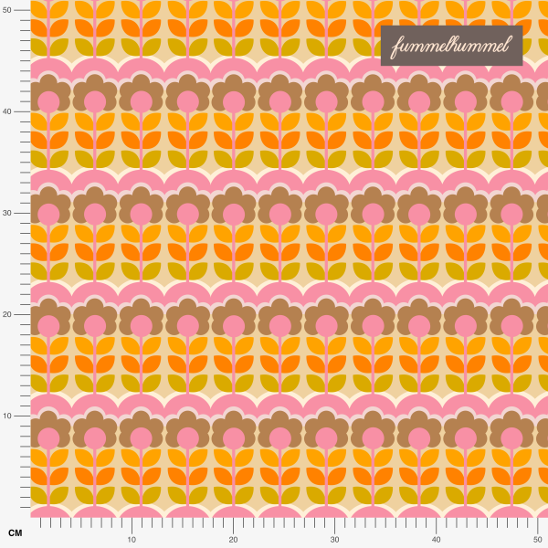Organic fabric  - Bluumen pink