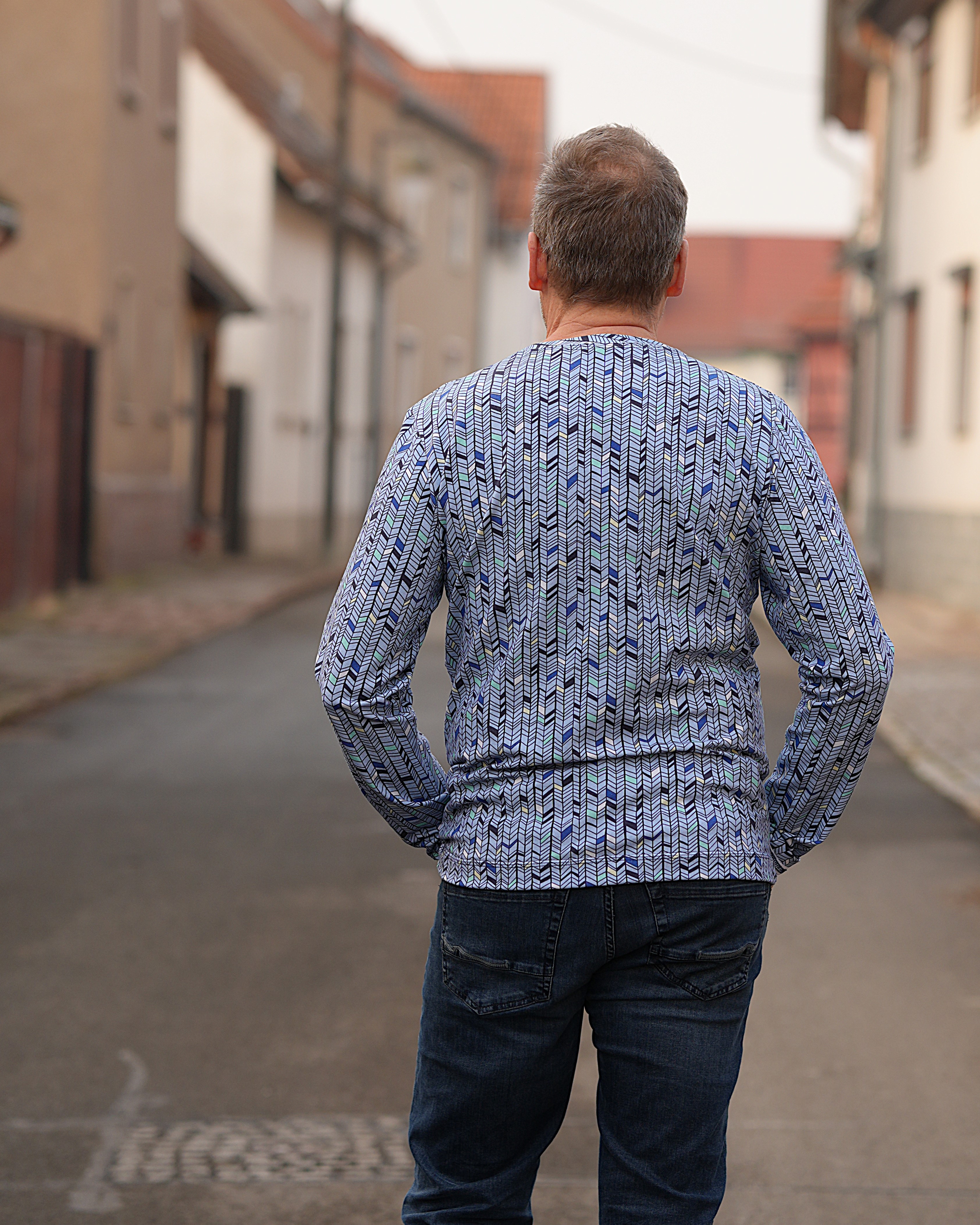 Organic Fabric  - Colourful Herringbone light blue