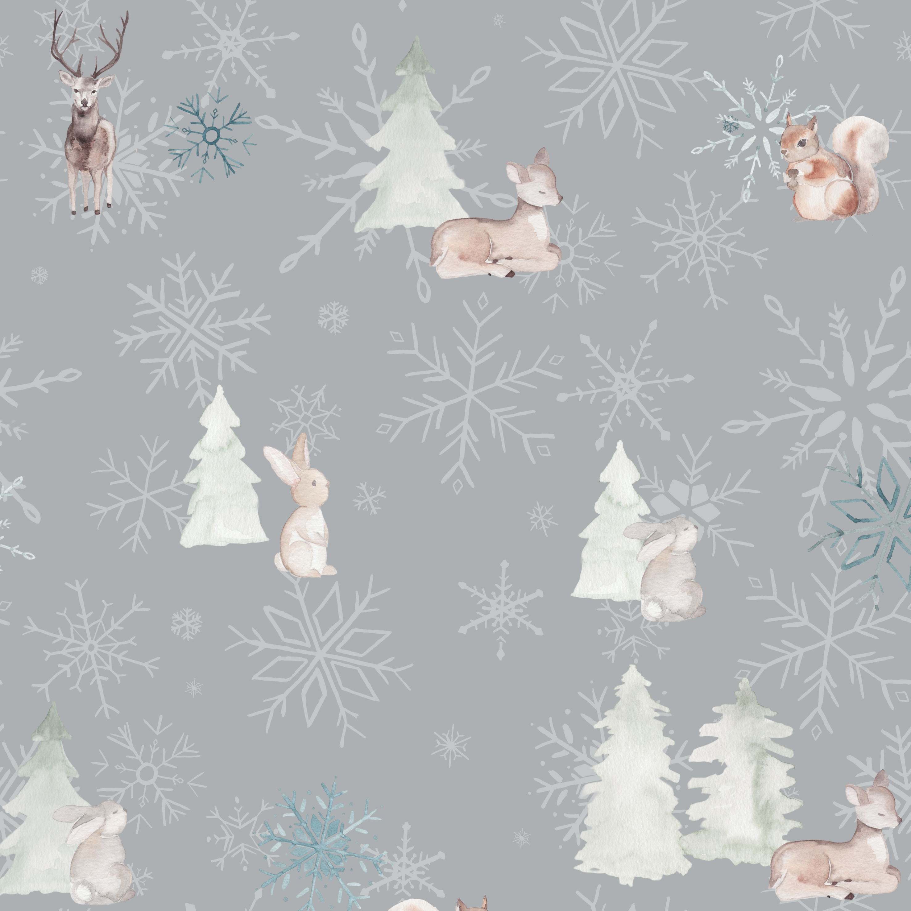 Bio Stoff - Winterwaldzauber grau