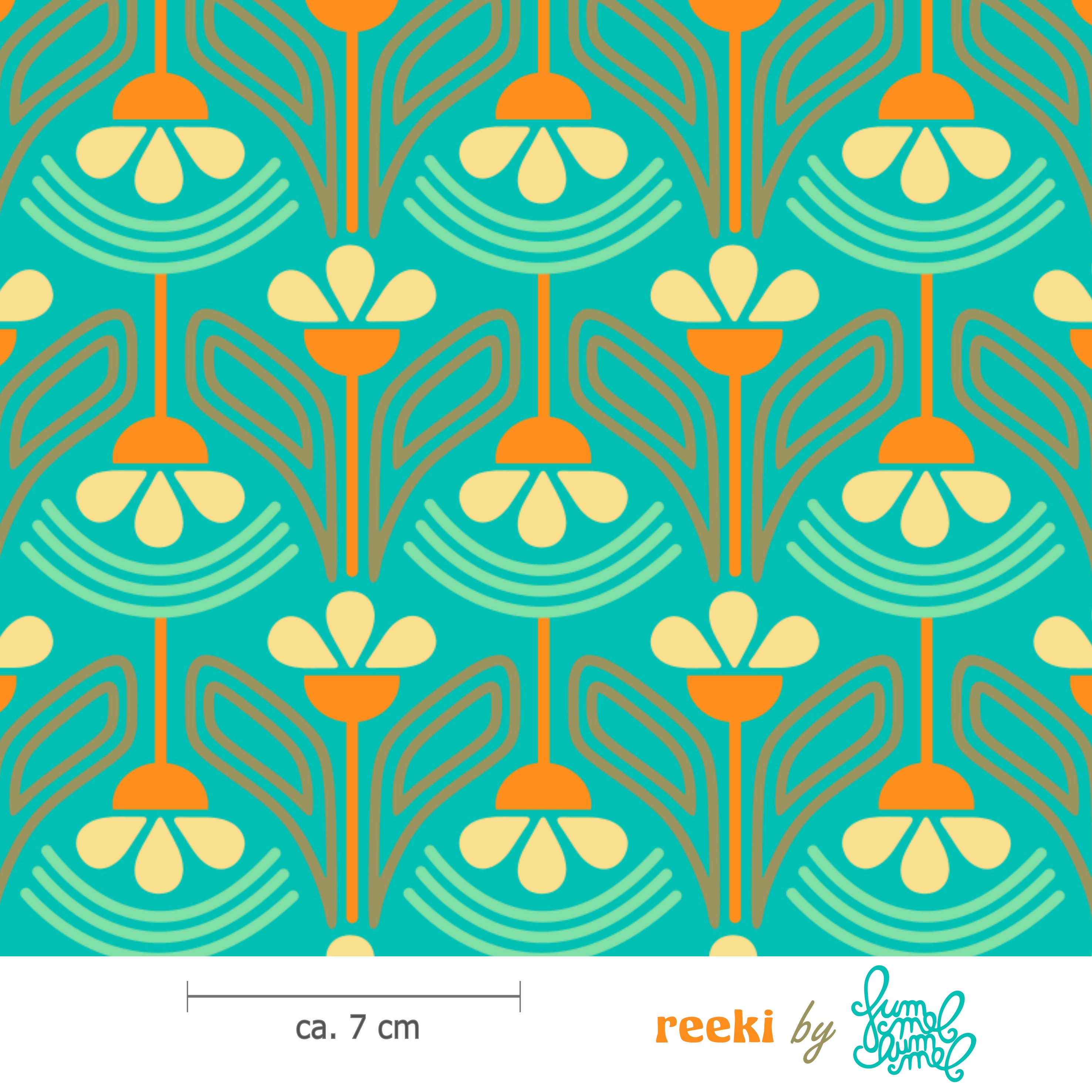 Bio Webware Stoff - Reeki Jade - Fummelhummel, Floral & Blumen, mint, 100% Bio-Baumwolle Bio Webware Stoff - Reeki Jade - Fummelhummel, Floral & Blumen, mint, 100% Bio-Baumwolle
