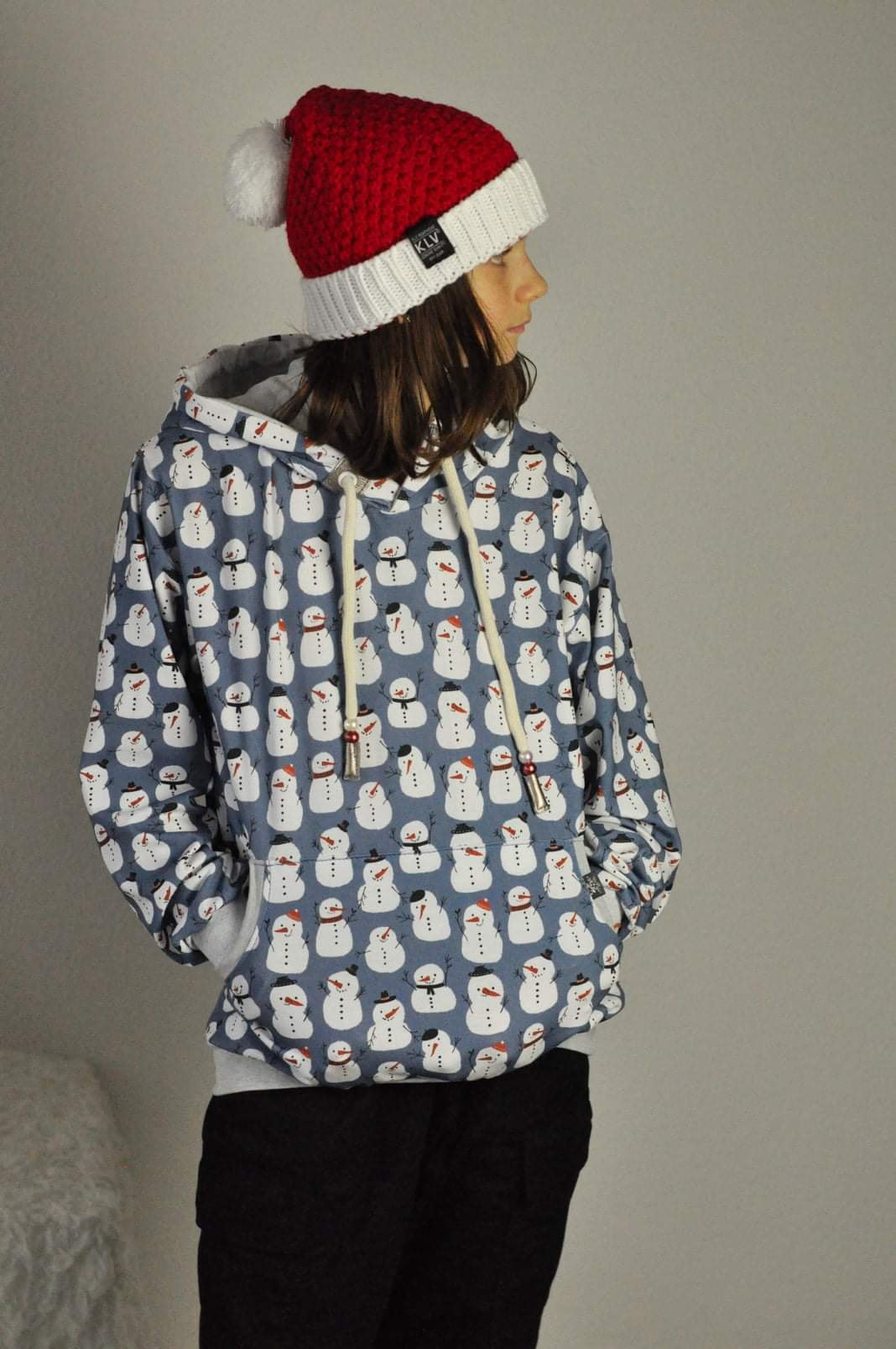 Scuba Stoff  -  Snowmandance  - Bora, blau, weiß, Breite 150 cm