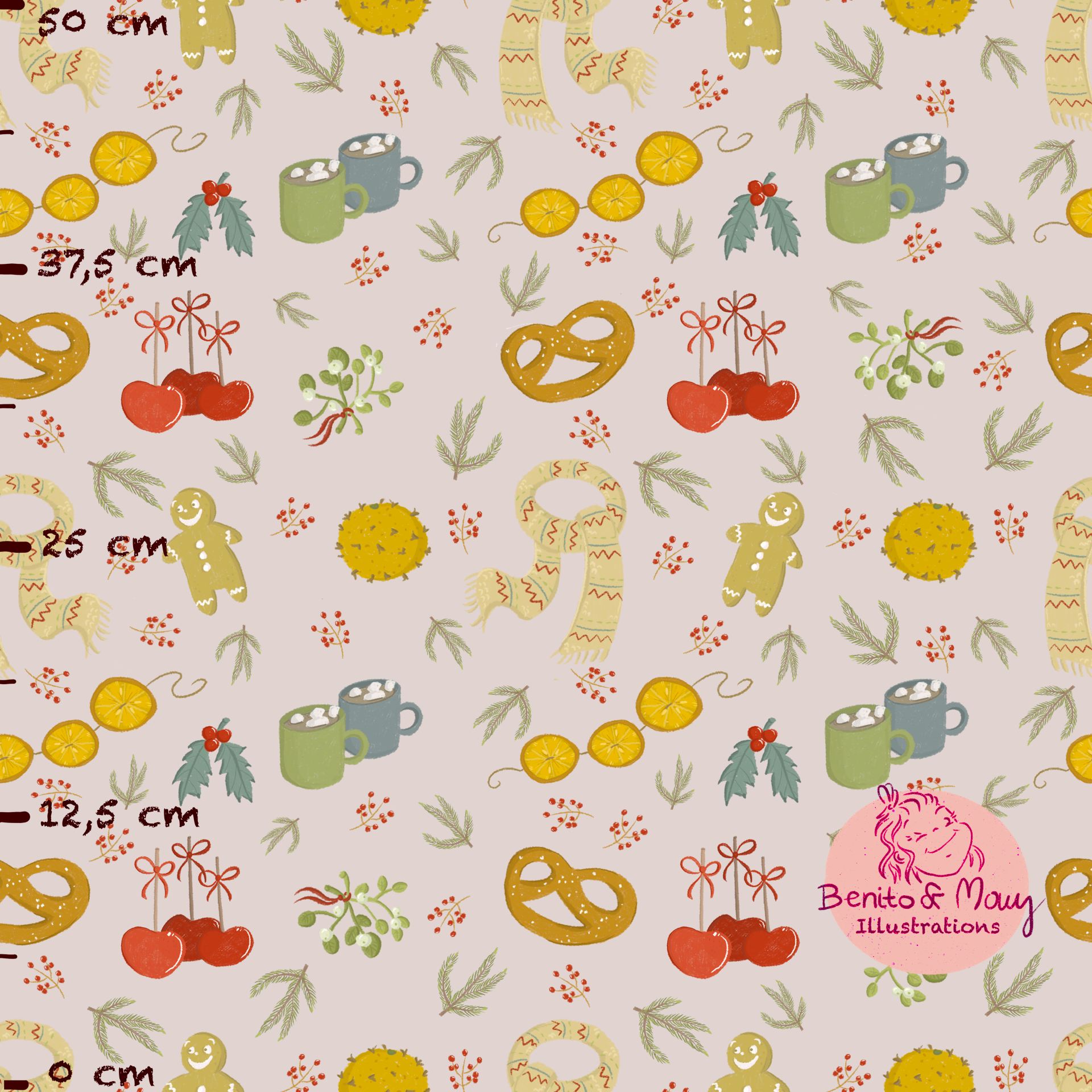 Bio Stoff - Adventfreude Rosa groß von Benito Und Maus Illustrations in rosa