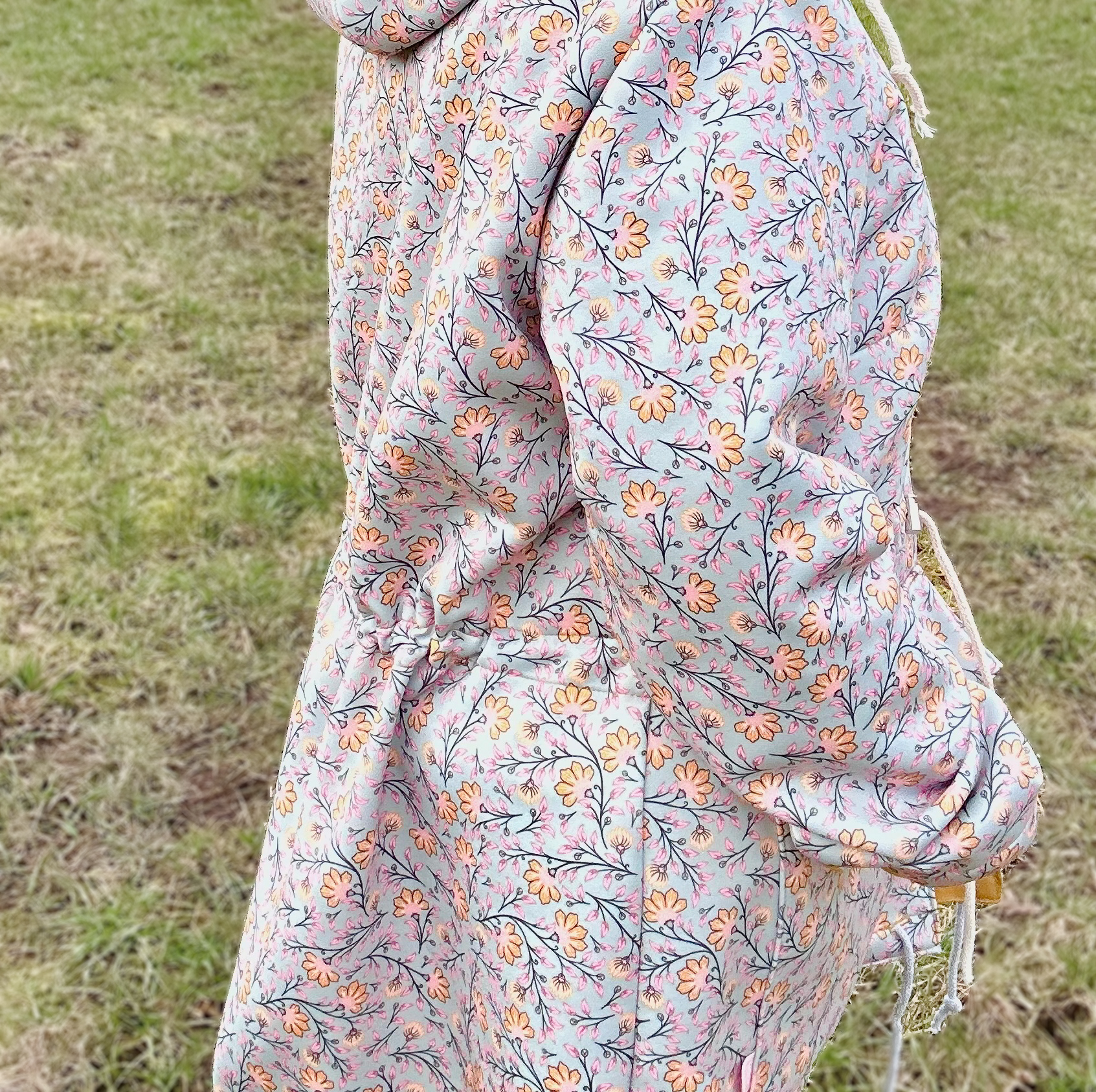 Organic Fabric  - Paisley Garden Flowers Blue