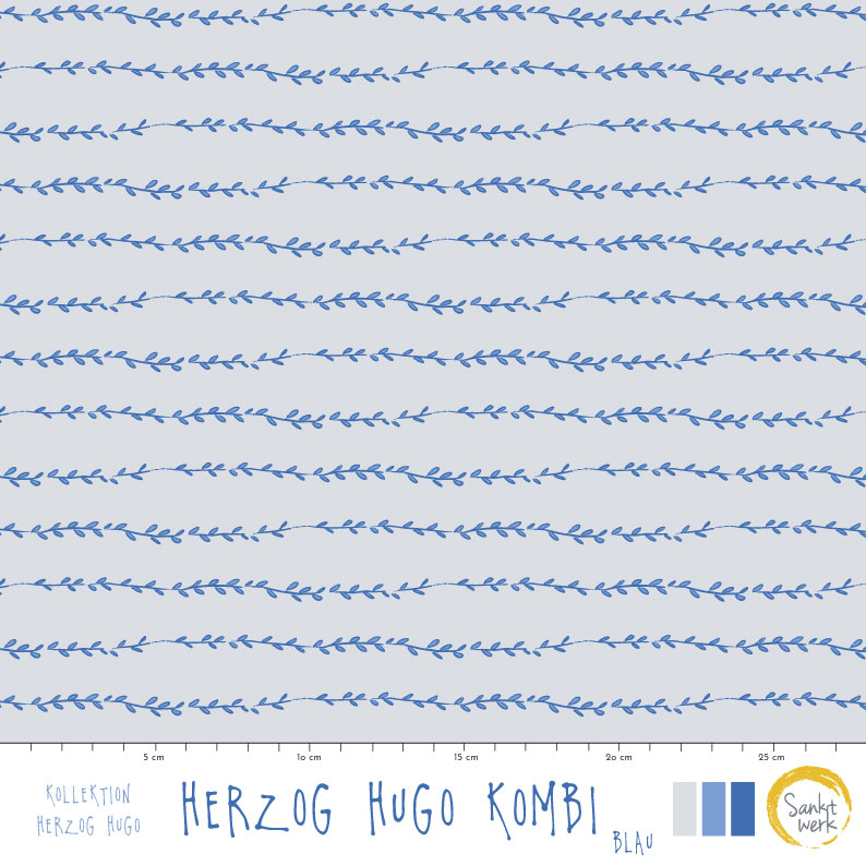 Bio Stoff  - Herzog Hugo Kombi Blau - Sanktwerk, grau, Kinder, Tiere