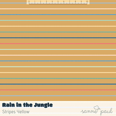 Organic Fabric - Rain In The Jungle Stripes Yellow by Sanne Paul in yellow
