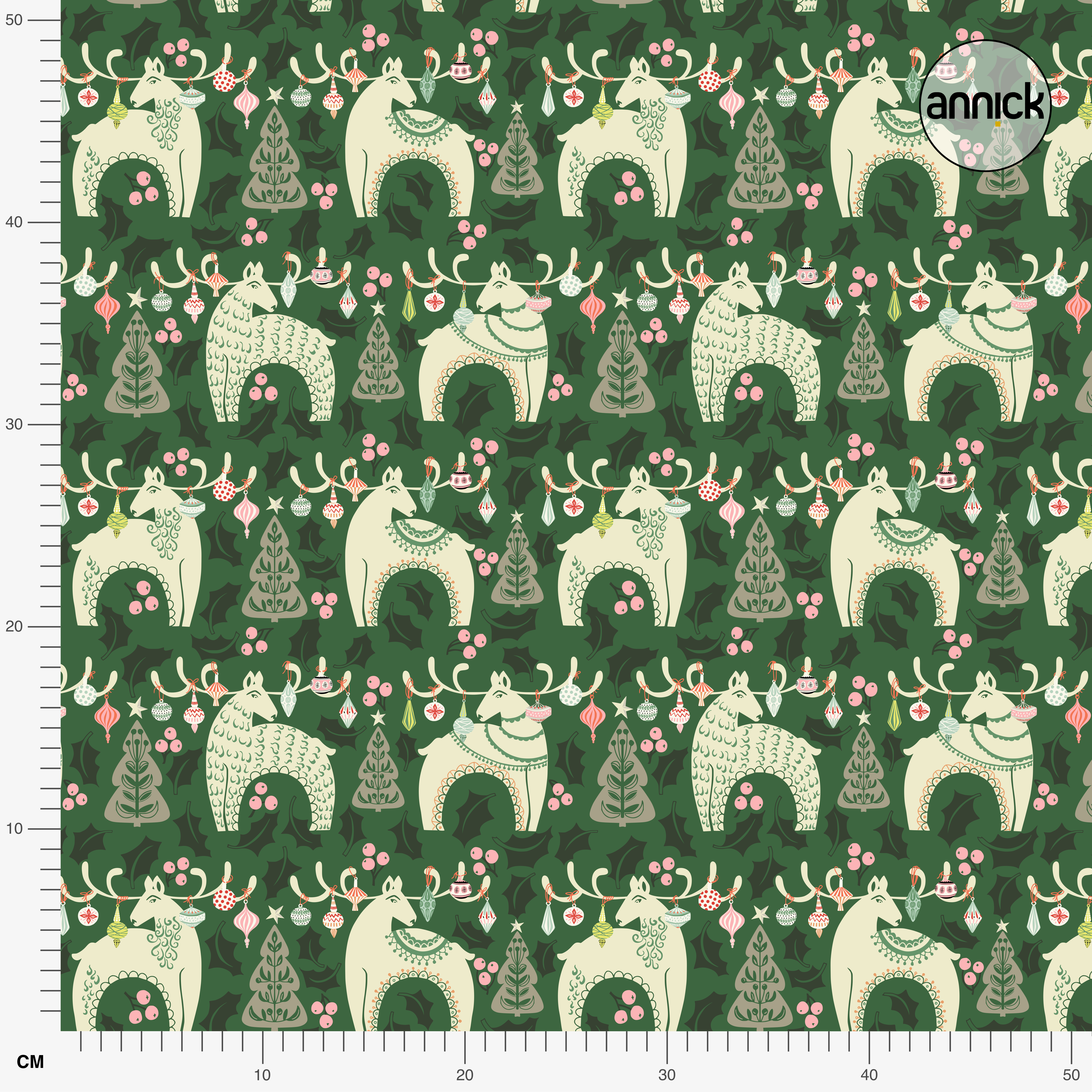 Bio Stoff  - Traditional Christmas Woodland Deer - Annick