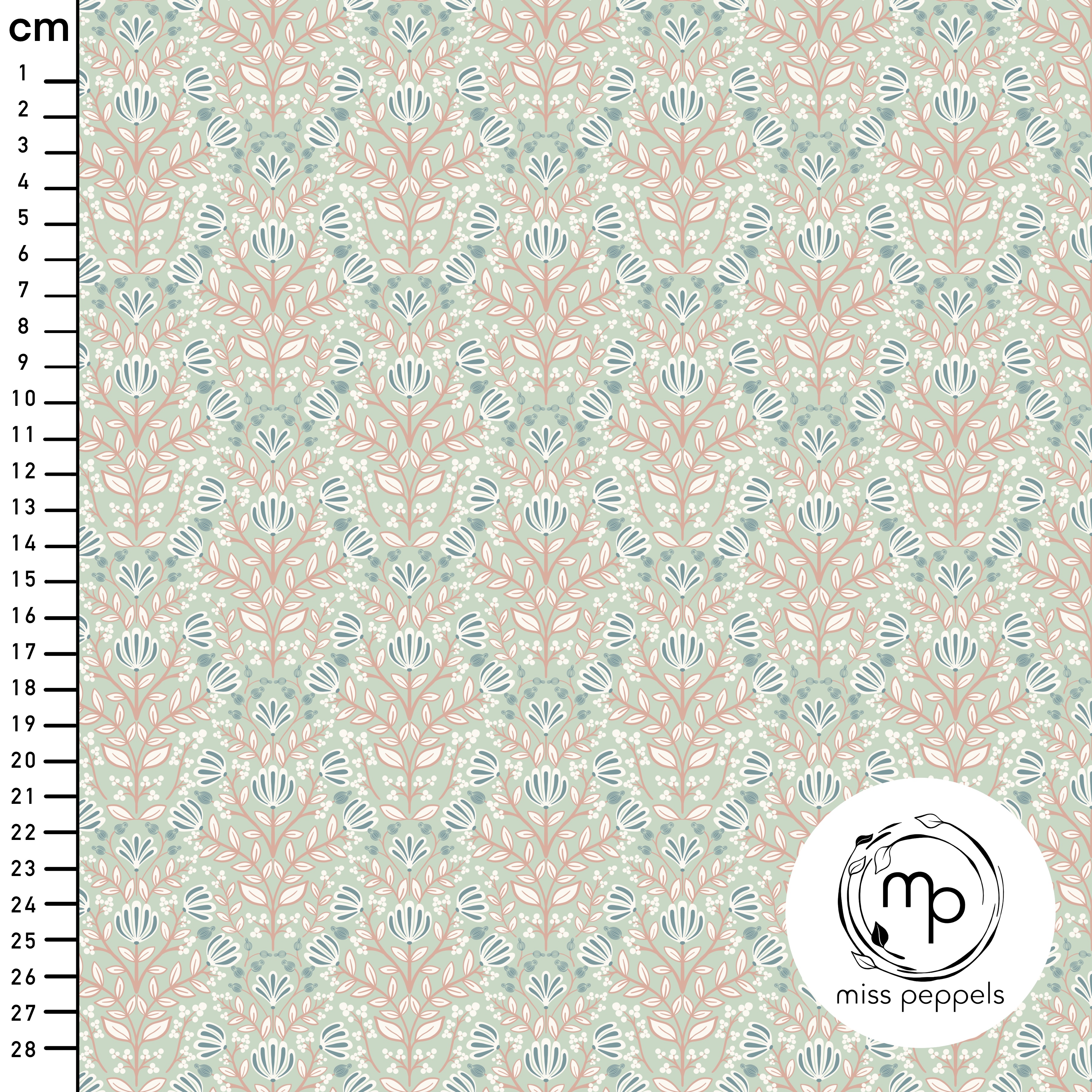 Bio Stoff  - Blumenbukett Mint - Deinki, bunt, Floral & Blumen