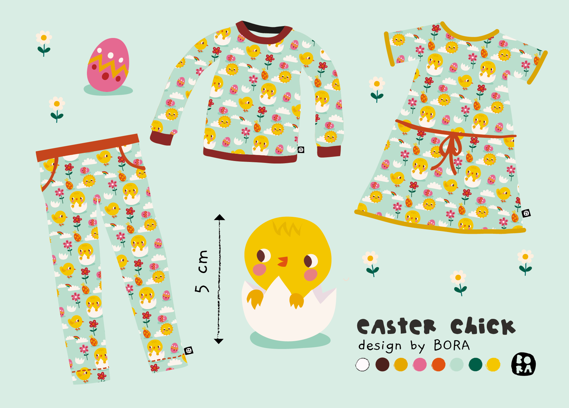 Bio Webware Stoff - Easter Chick - Bora, Tiere, grün, mint, Ostern, 100% Bio-Baumwolle Bio Webware Stoff - Easter Chick - Bora, Tiere, grün, mint, Ostern, 100% Bio-Baumwolle