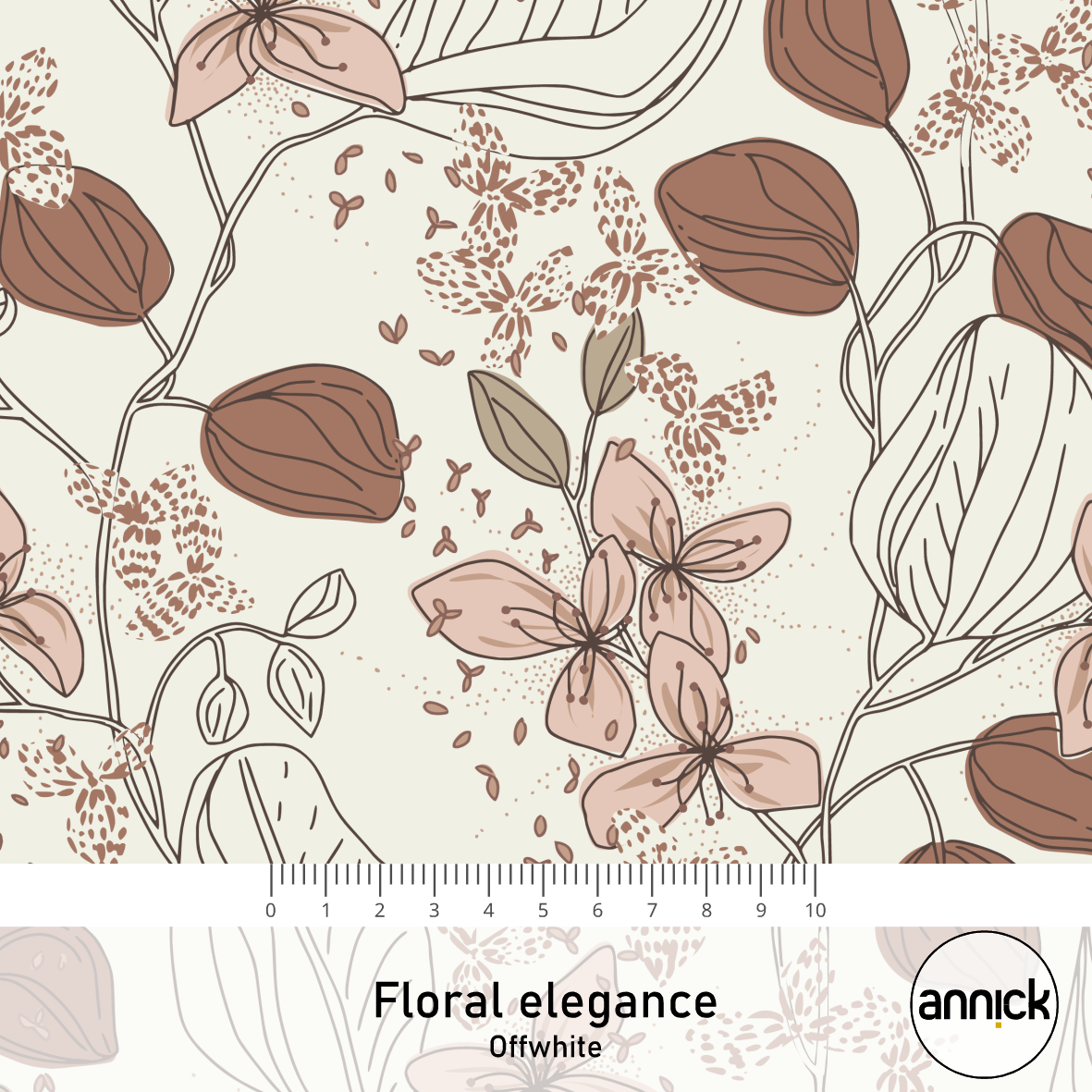 Bio Stoff - Floral Elegance Offwhite von Annick in beige