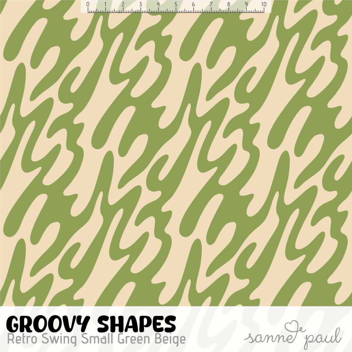 Bio Stoff - Groovy Shapes Retro Swing Small grün, beige