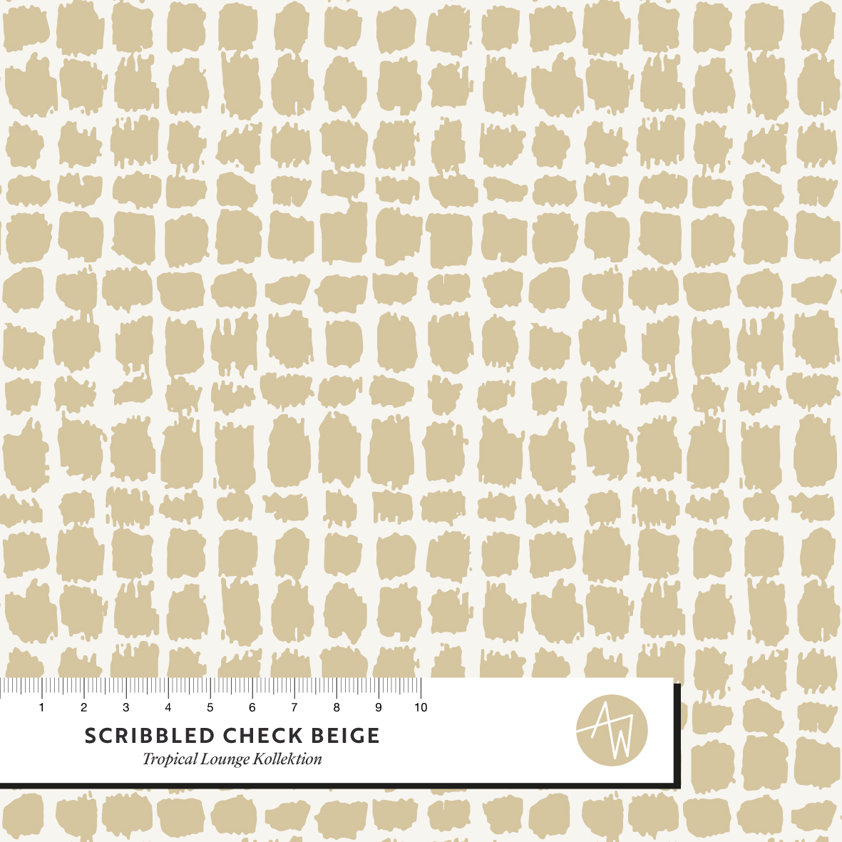 Organic Fabric - Scribbled Check Beige by Alexandra Weise in beige