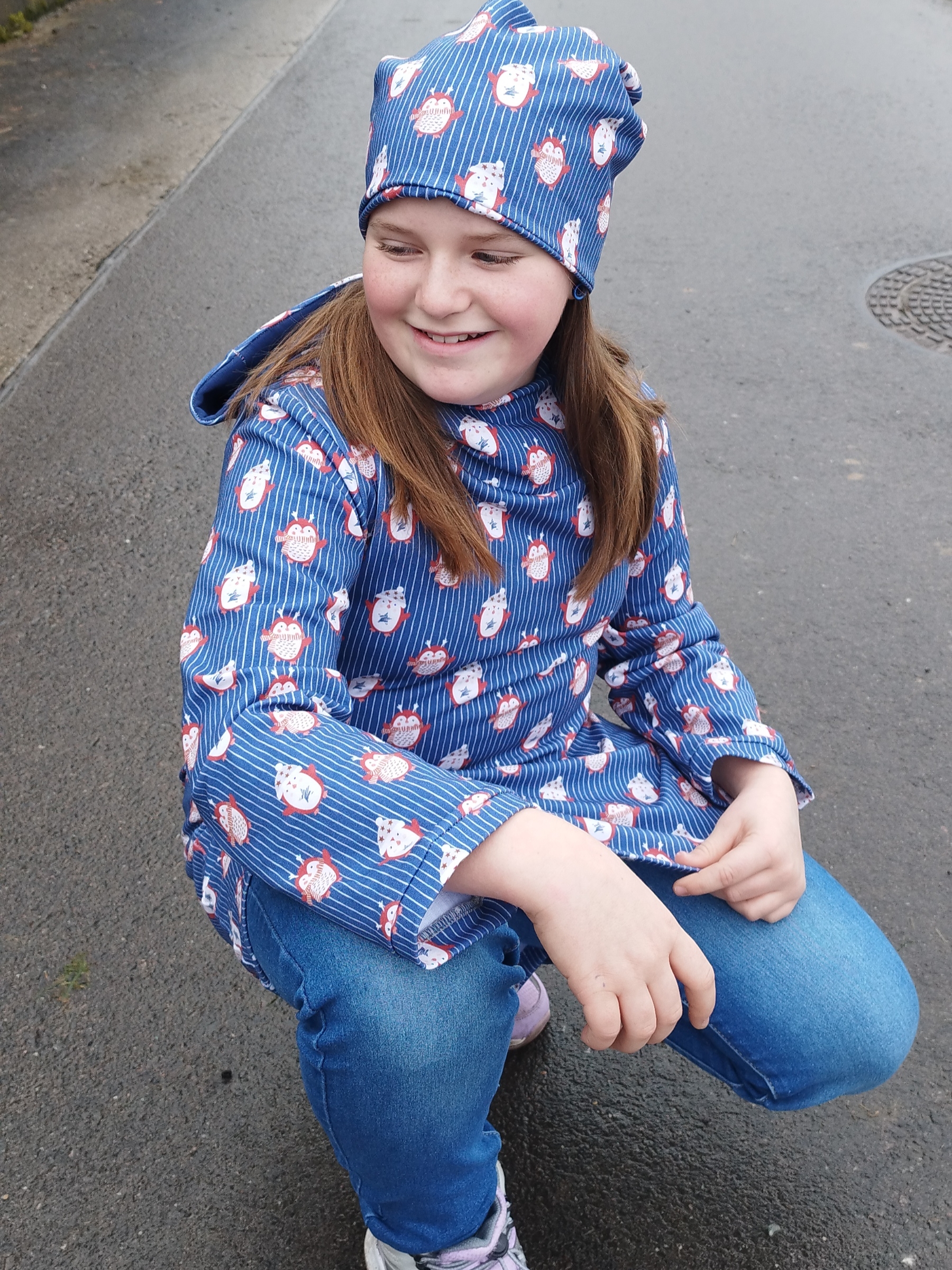 Bio Stoff - Pinguine lila