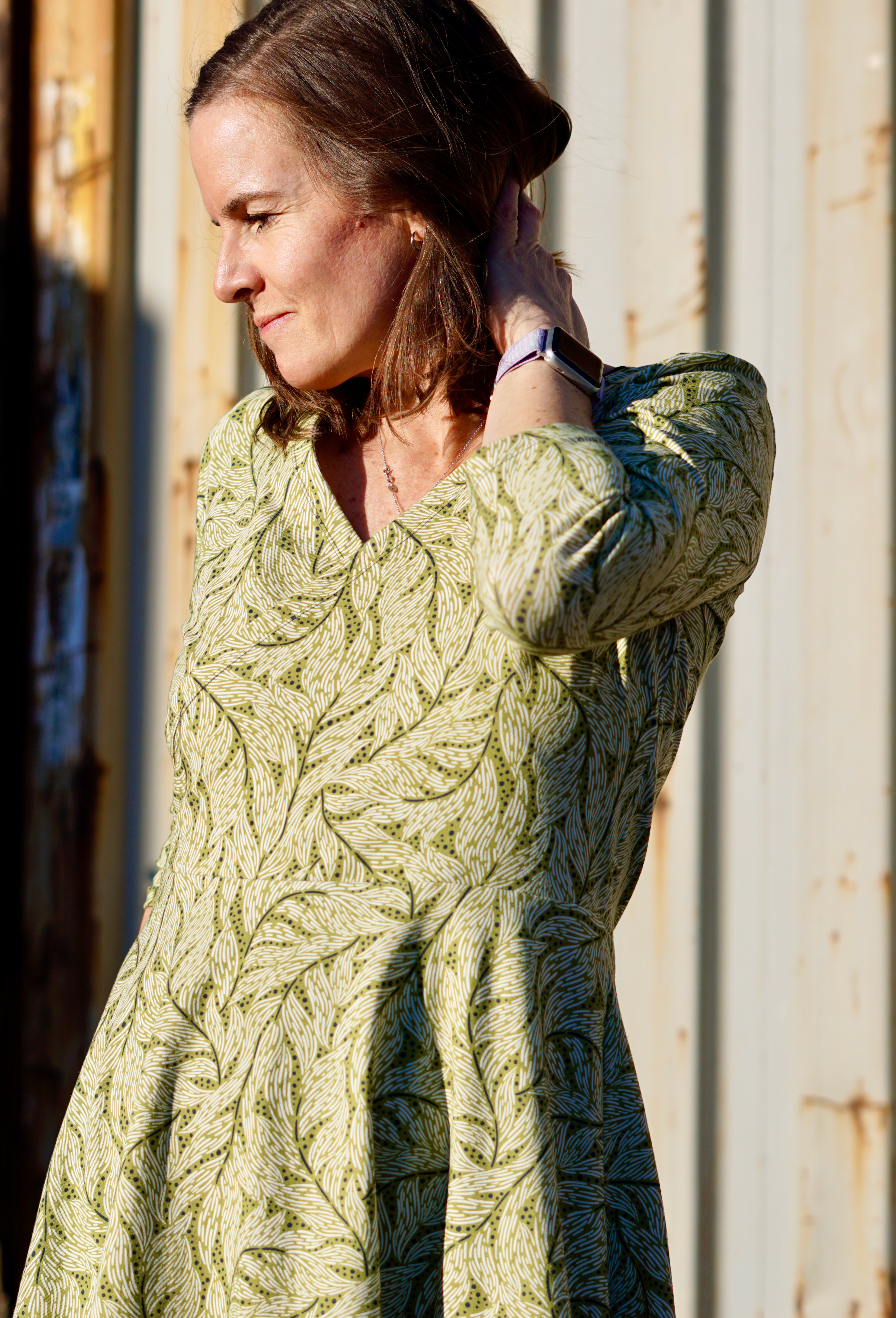 Bio Stoff - Morgenlicht Boho Blätter grün