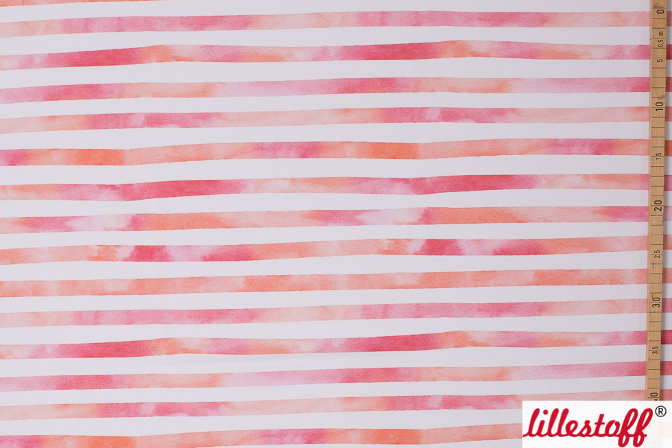 Bio Webware Stoff - Aquarellringel pinkorange - LilleSelection, Streifen, aquarell, 100% Bio-Baumwolle Bio Webware Stoff - Aquarellringel pinkorange - LilleSelection, Streifen, aquarell, 100% Bio-Baumwolle
