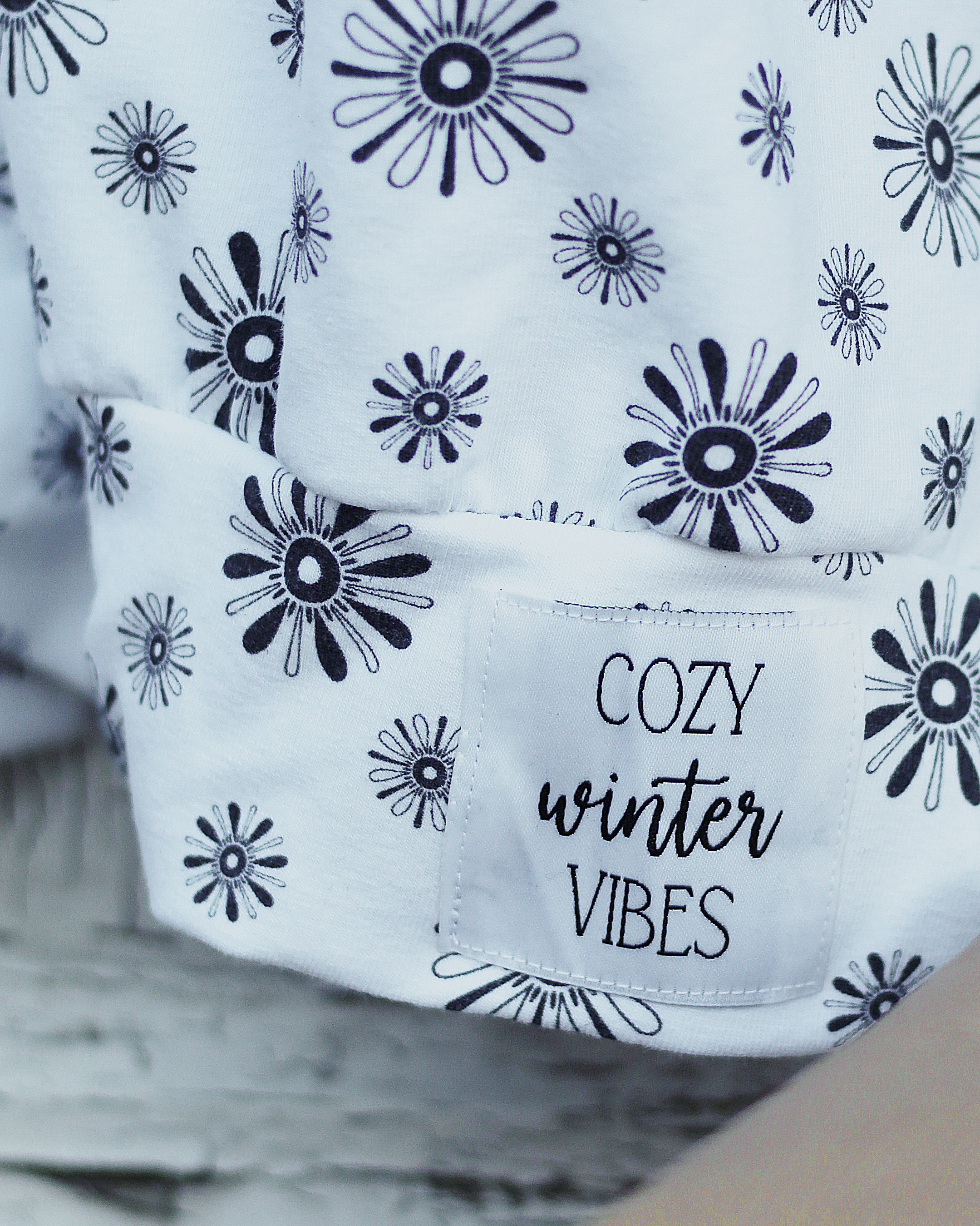 Organic Fabric - Scandi Ornaments black