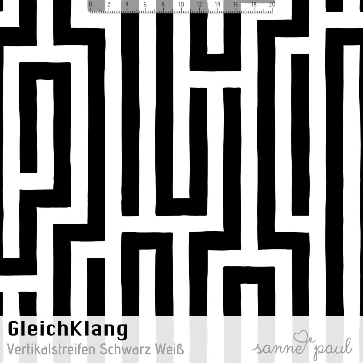 Bio Stoff - Gleichklang Vertikalstreifen schwarz, weiß