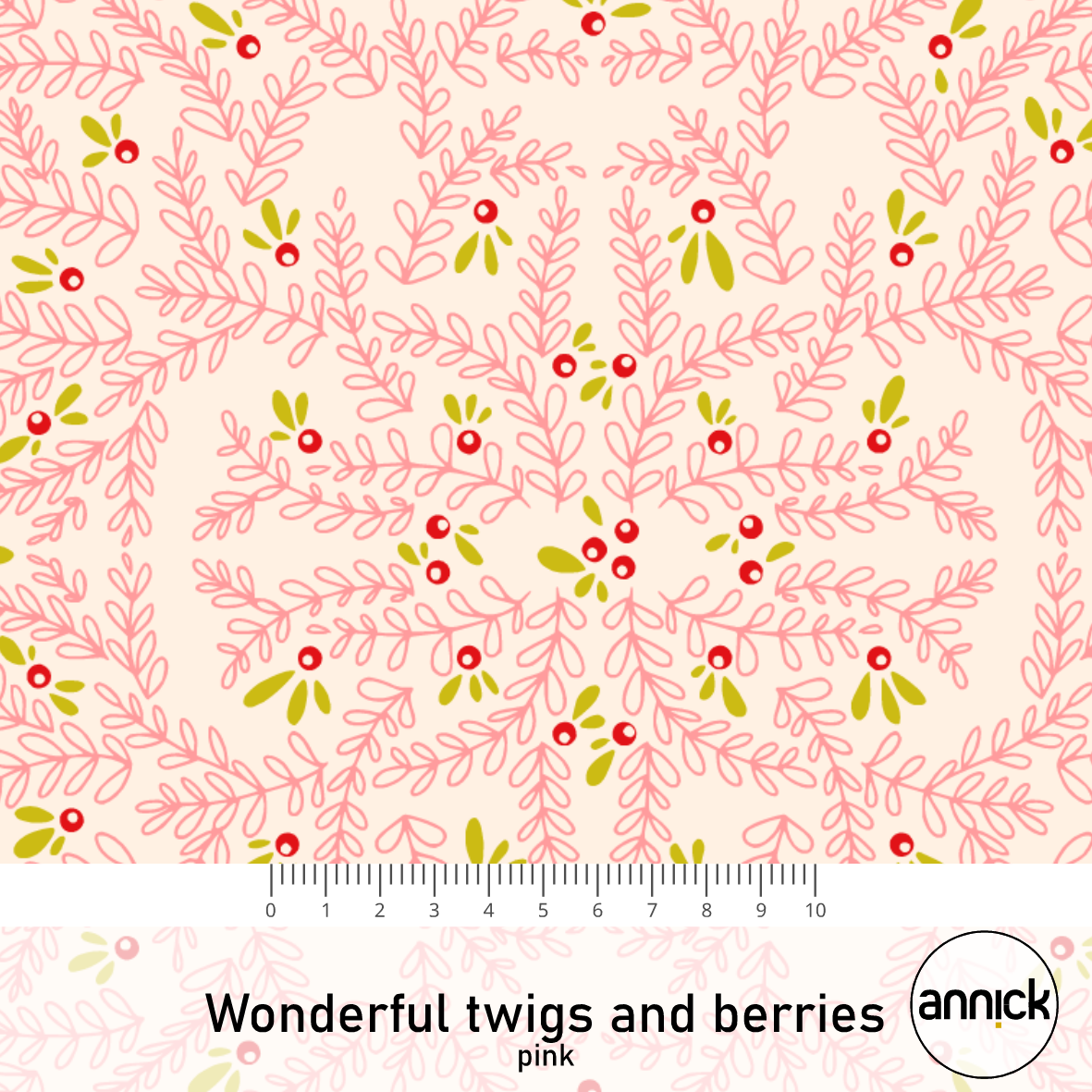 Bio Webware Stoff - Wonderful Twigs and berries - Annick, Weihnachten, Blätter Ranken, rosa, 100% Bio-Baumwolle Bio Webware Stoff - Wonderful Twigs and berries - Annick, Weihnachten, Blätter Ranken, rosa, 100% Bio-Baumwolle