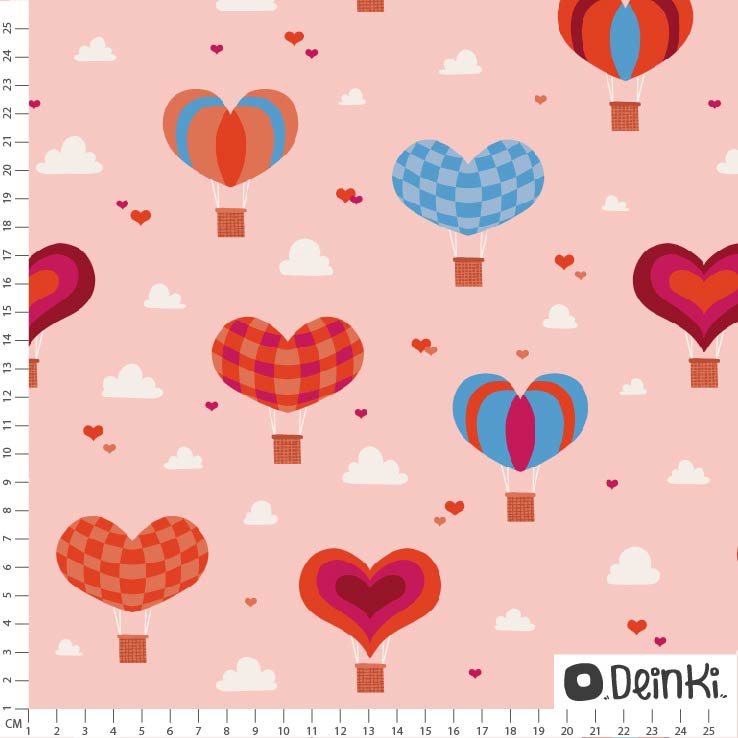 Bio Stoff  - Love is in the Air Rosa - Deinki, rosa, Herzen