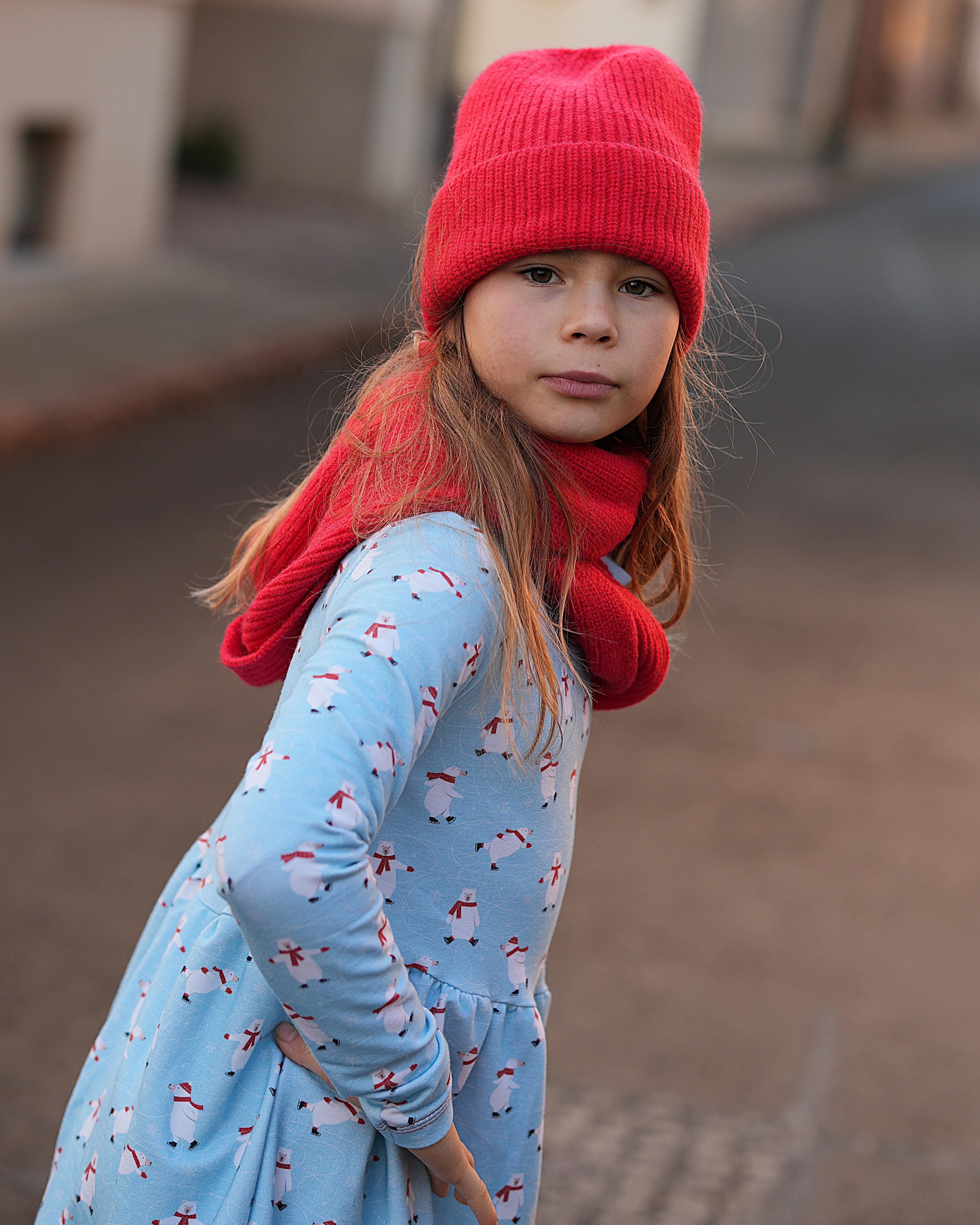 Bio Stoff - Eisbären auf Kufen hellblau