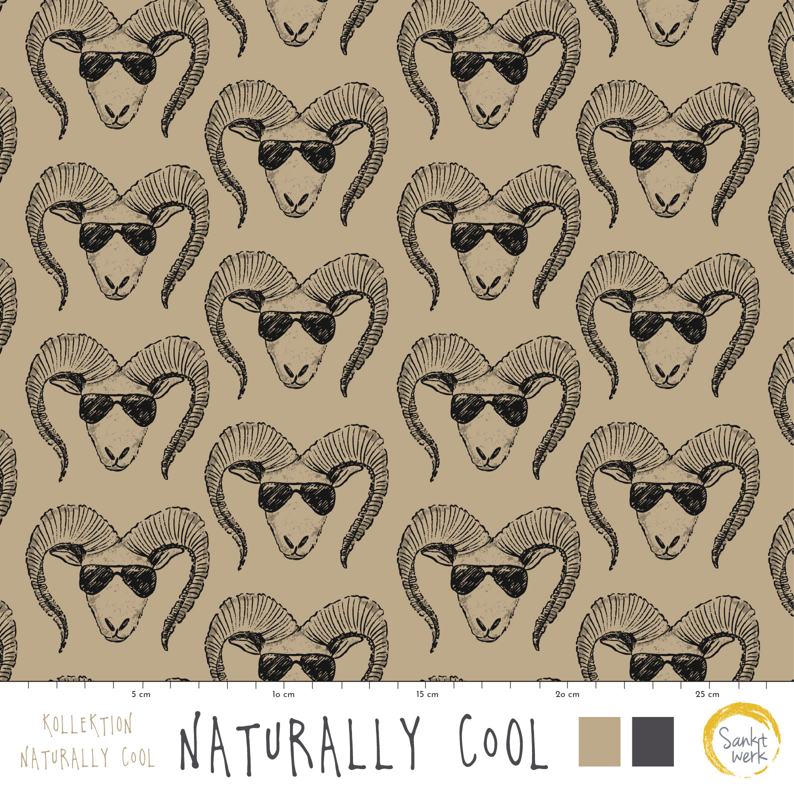 Bio Stoff  - Naturally Cool - Sanktwerk, braun, Tiere