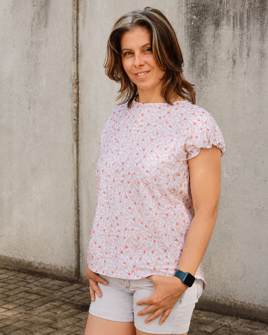 Organic fabric  - Küstenatelier Herzblumen beige