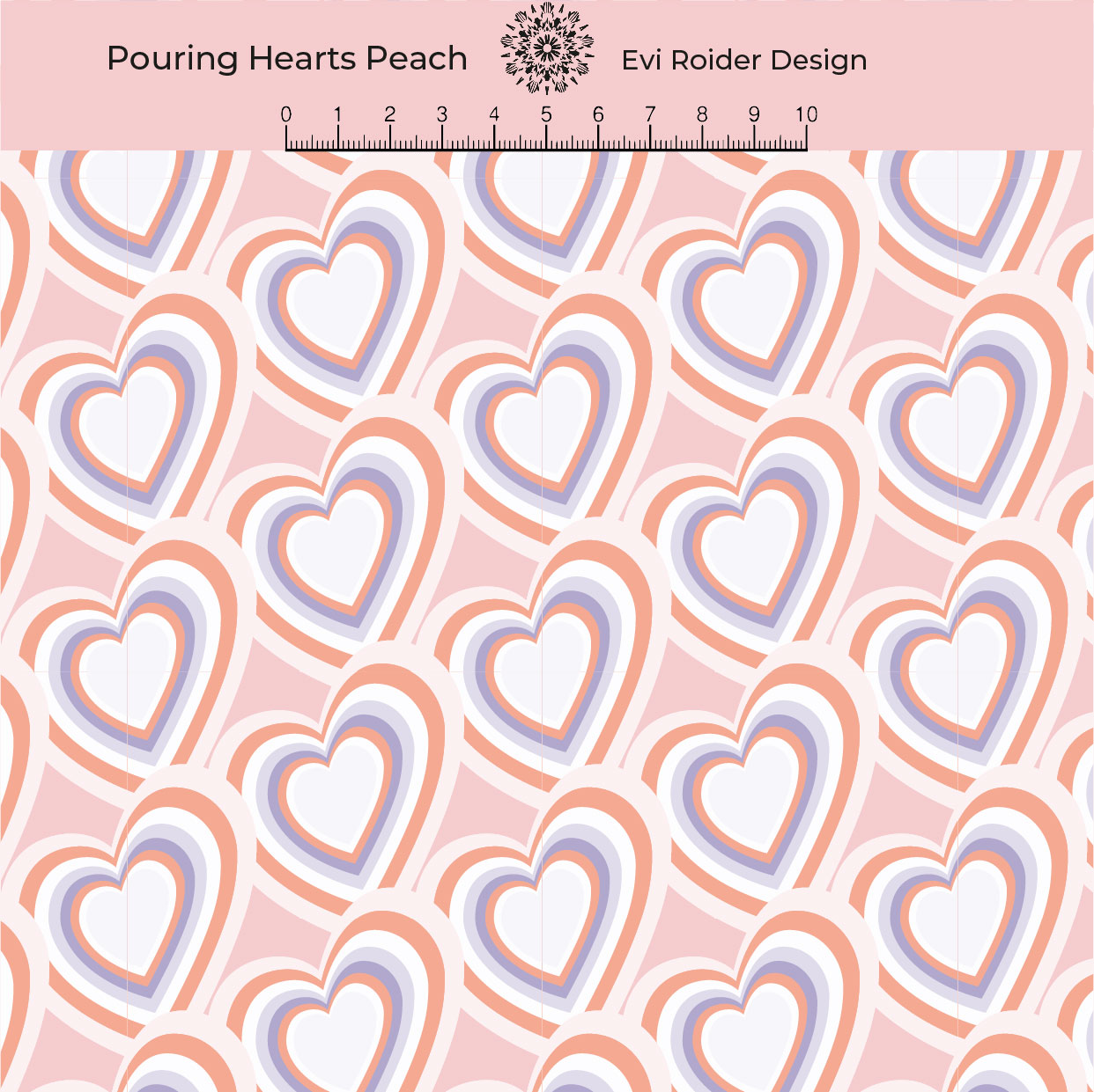 Bio Canvas Stoff  -  Pouring Hearts Peach  - EviRoiderDesign, Herzen, rosa, 100% Bio-Baumwolle