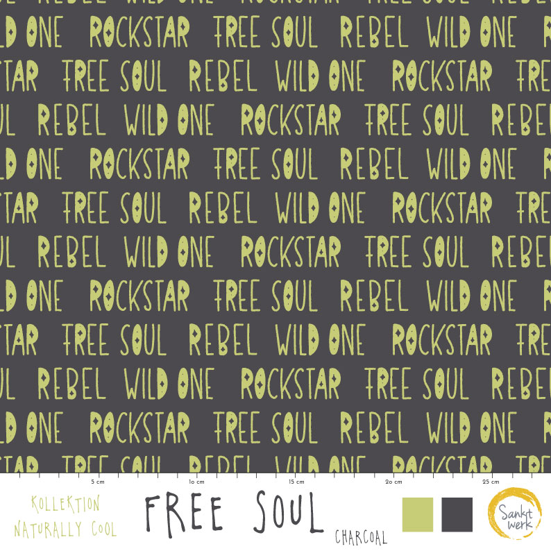 Bio Fabric - Free Soul Charcoal by Sanktwerk in gray