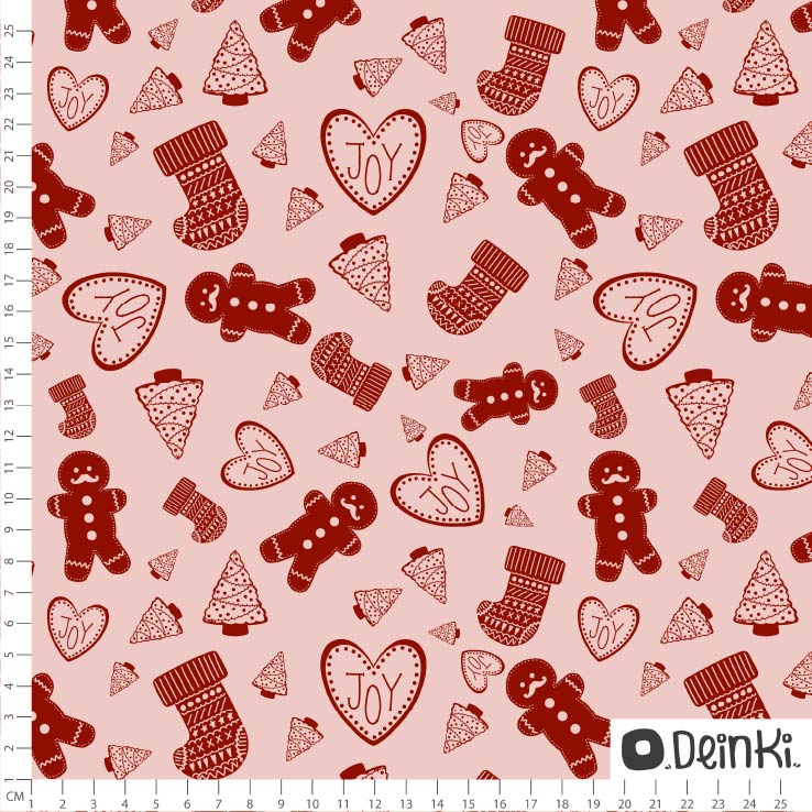 Bio Fabric - Christmas Cookies pink