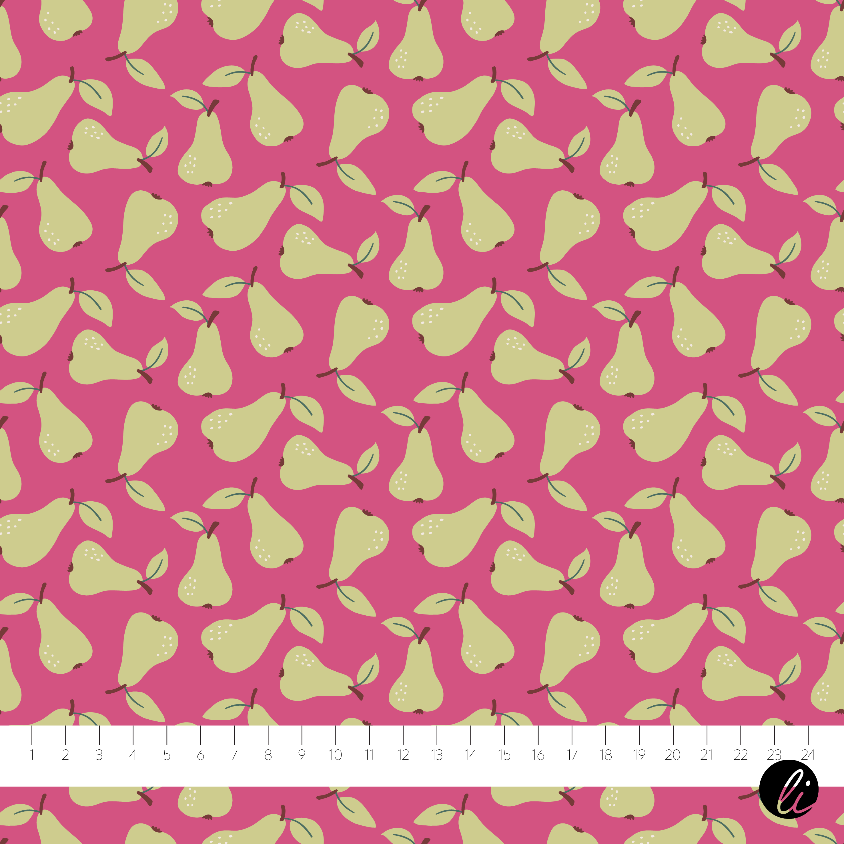 Bio Fabric - Pear Pattern Pink by Andrea Liesert in pink
