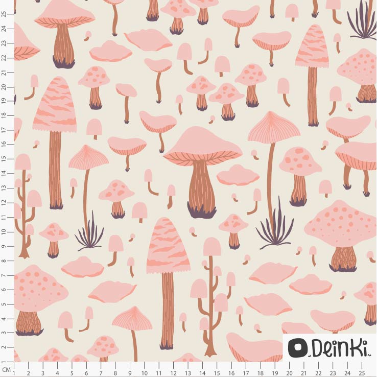 Bio Stoff - Pilze Im Wald Rosa von Deinki in rosa