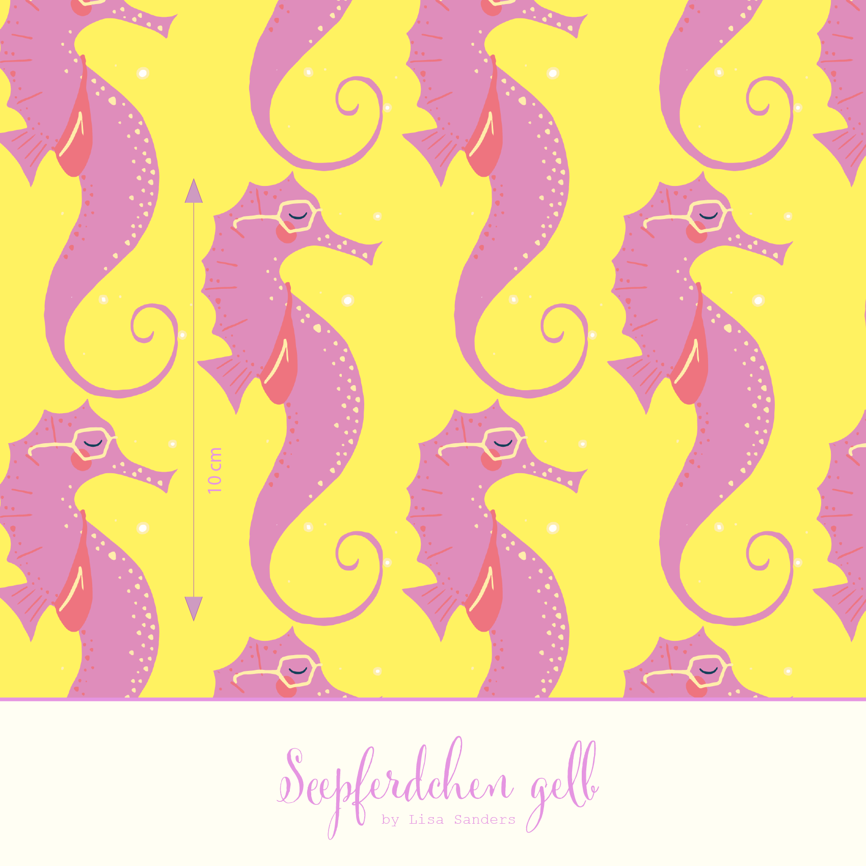 Bio Stoff  -  Seepferdchen  - LisaSanders, Tiere, Maritim, gelb