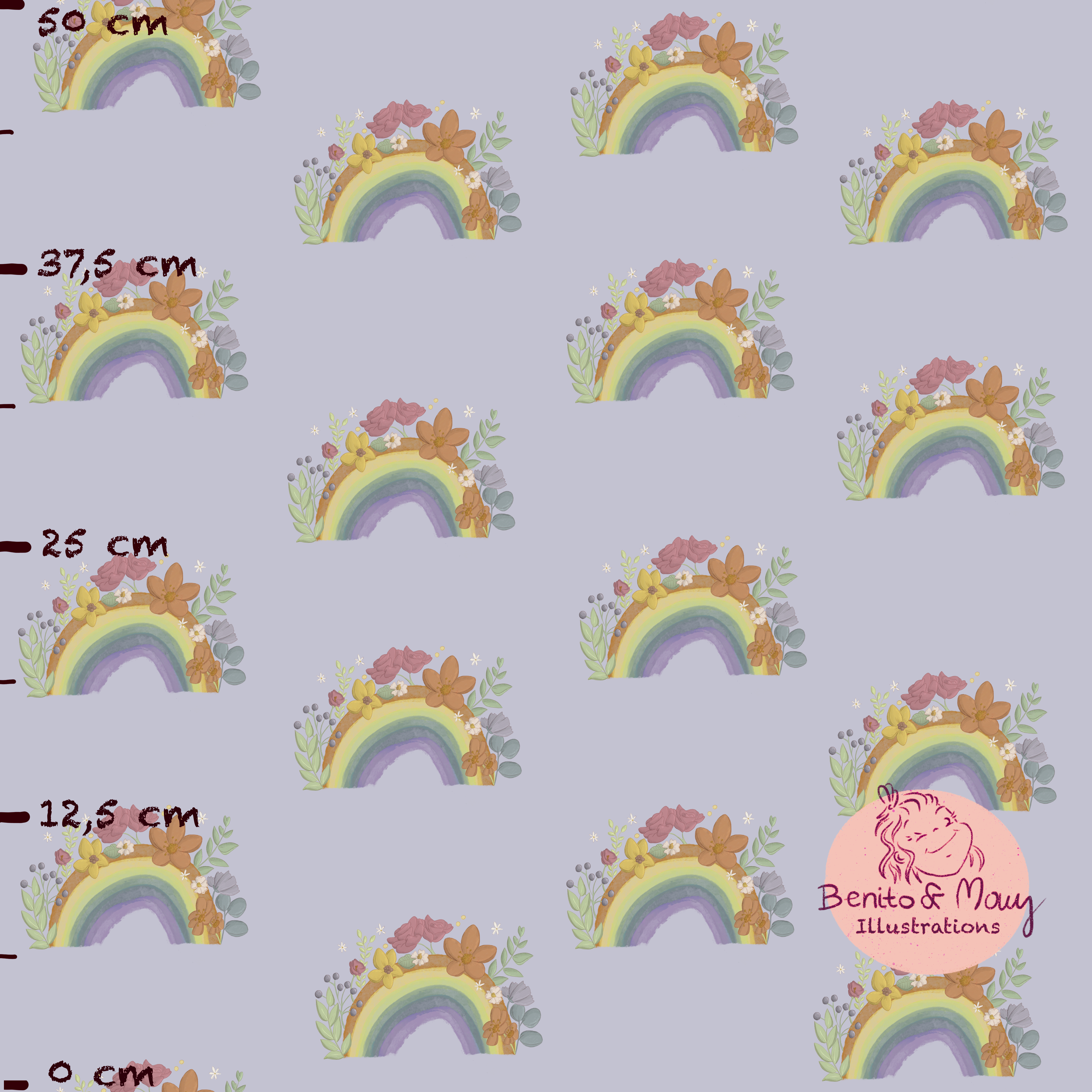 Bio Stoff - Regenbogenbluete Lila Gross von Benito Und Maus Illustrations in lila