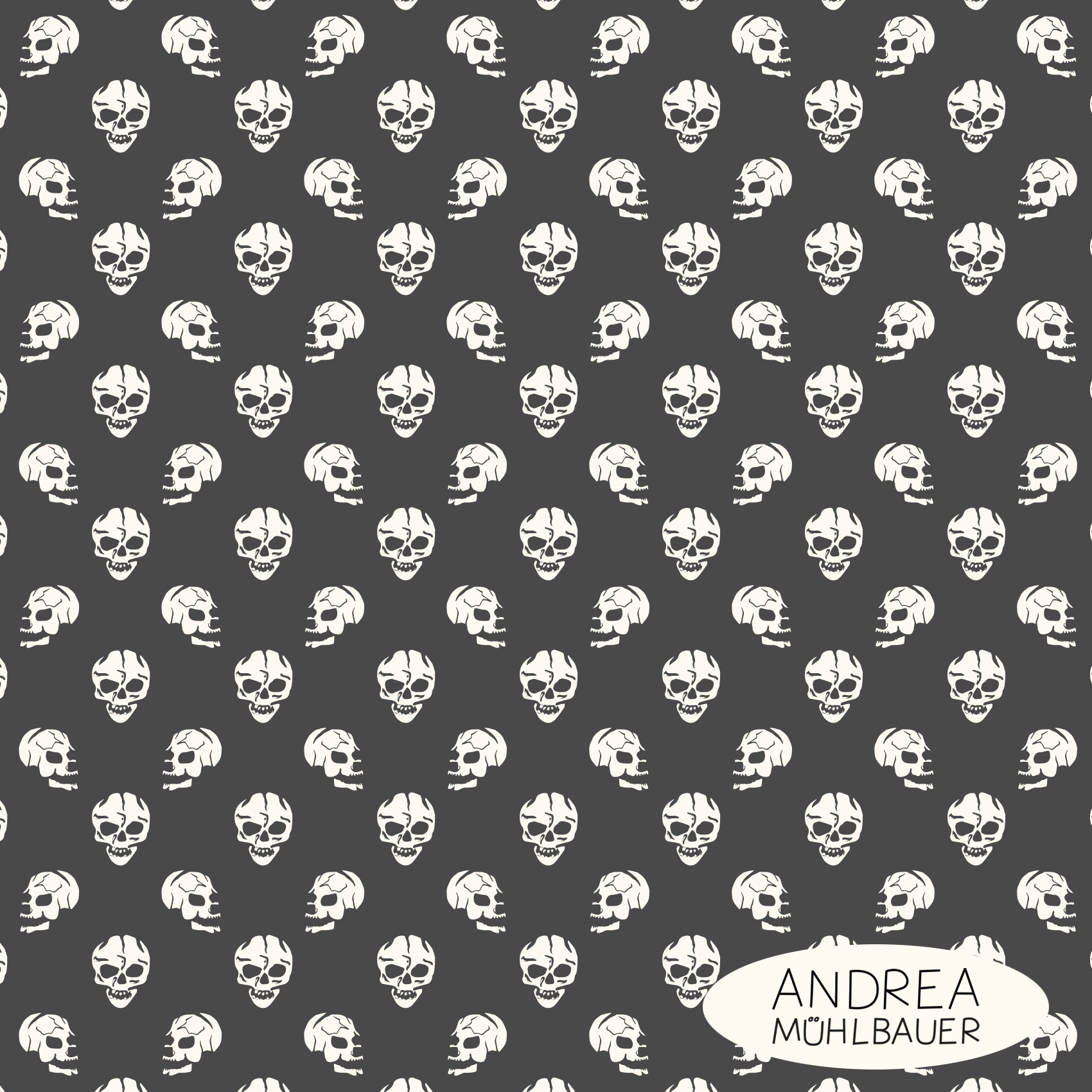 Bio Stoff - Skulls Grau von Andrea Muehlbauer in grau
