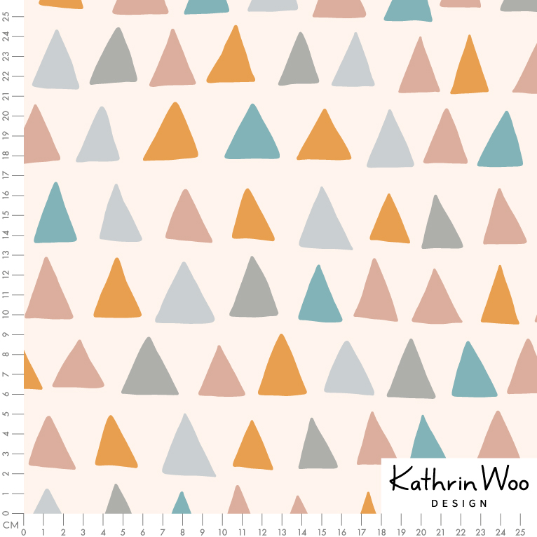 Bio Stoff  -  Dreiecke Multicolor 1  - KathrinWoo, bunt, beige