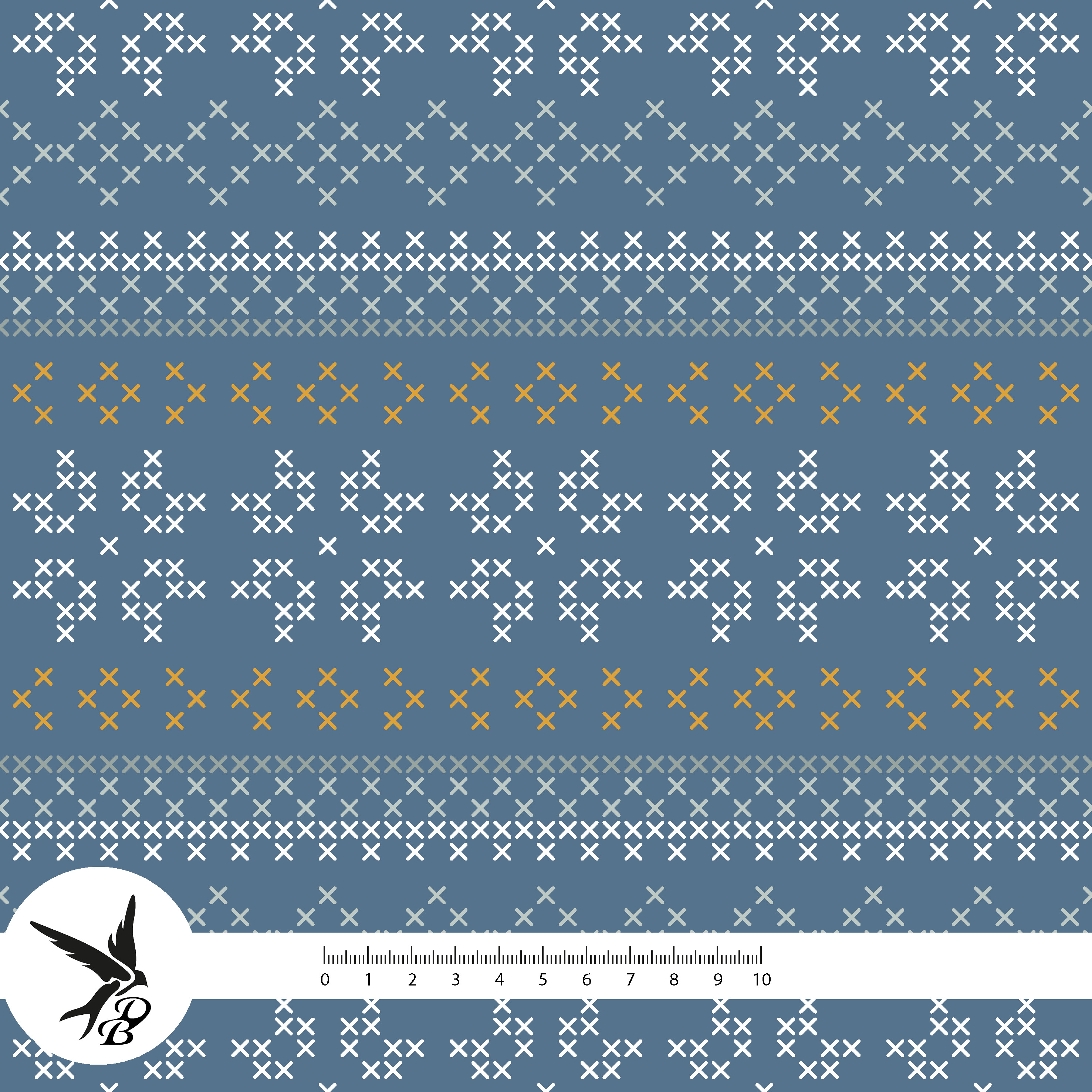 Bio Stoff  - Waldtiere im Winter Kombi gemustert mint orange - DanielaBonn, Winter, blau