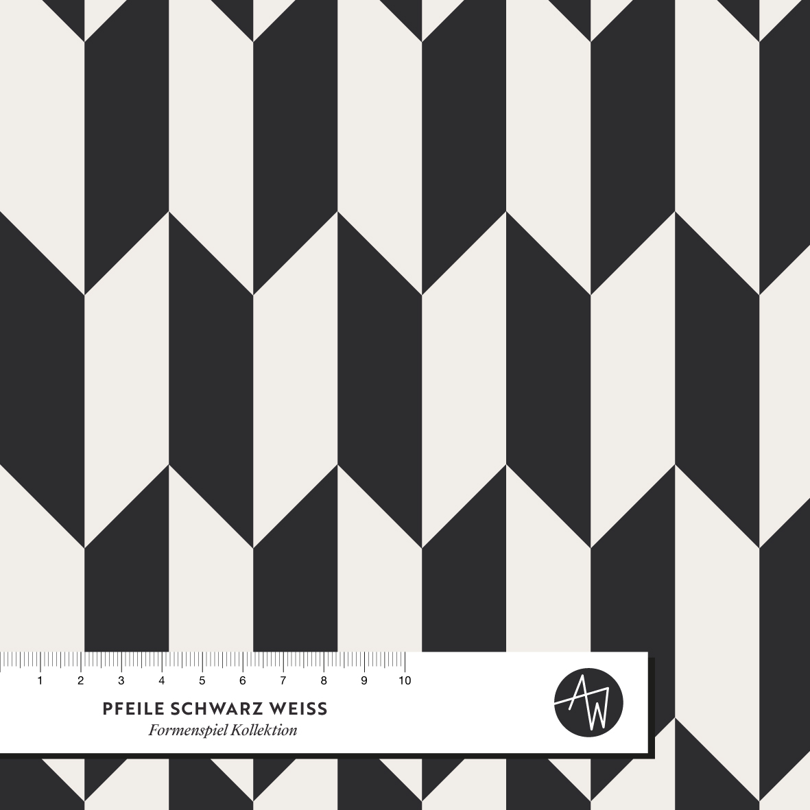 Bio Stoff - Formenspiel Pfeile Schwarz Weiss von Alexandra Weise in schwarz und weiß