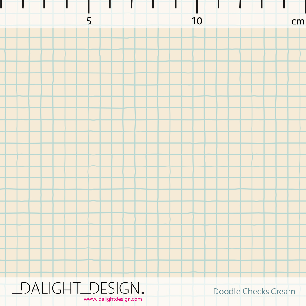 Bio Webware Stoff  -  Doodle Checks Cream  - DalightDesign, creme, Kariert, 100% Bio-Baumwolle
