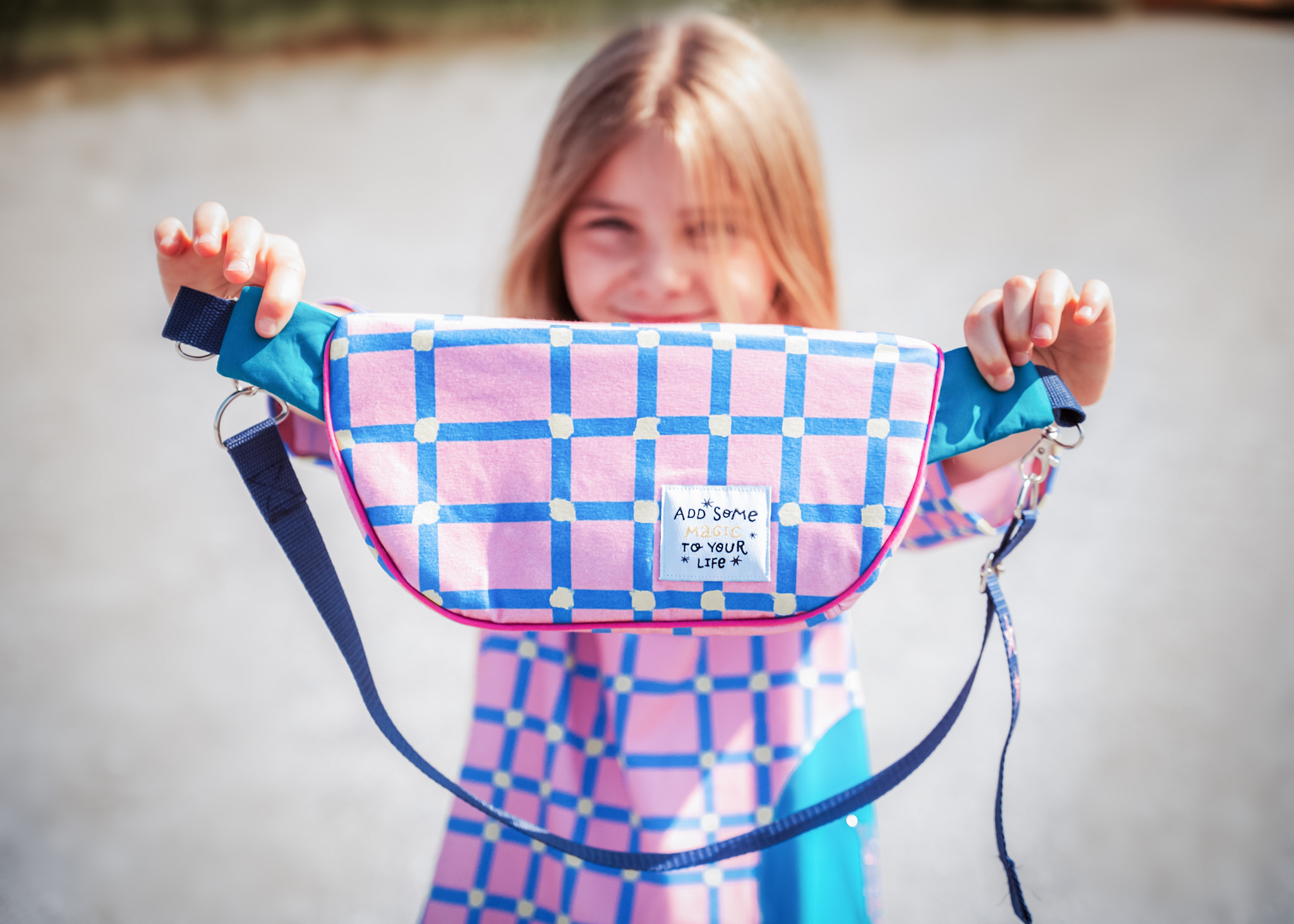 Bio Webware Stoff  -  QuadroQuadrat  - MissPatty, Kariert, blau, rosa, 100% Bio-Baumwolle