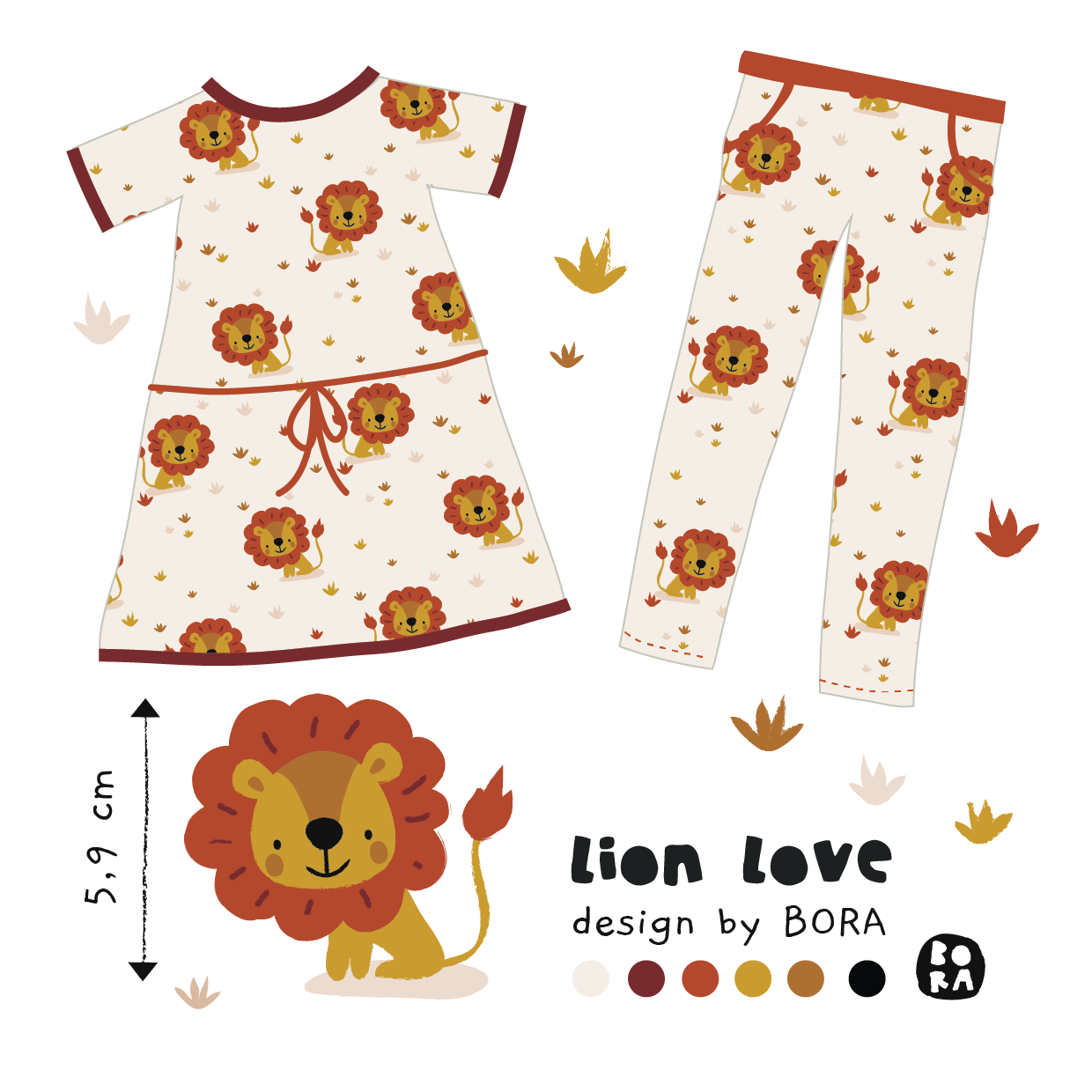 Scuba Stoff  -  Lion Love  - Bora, Tiere, weiß, Breite 150 cm