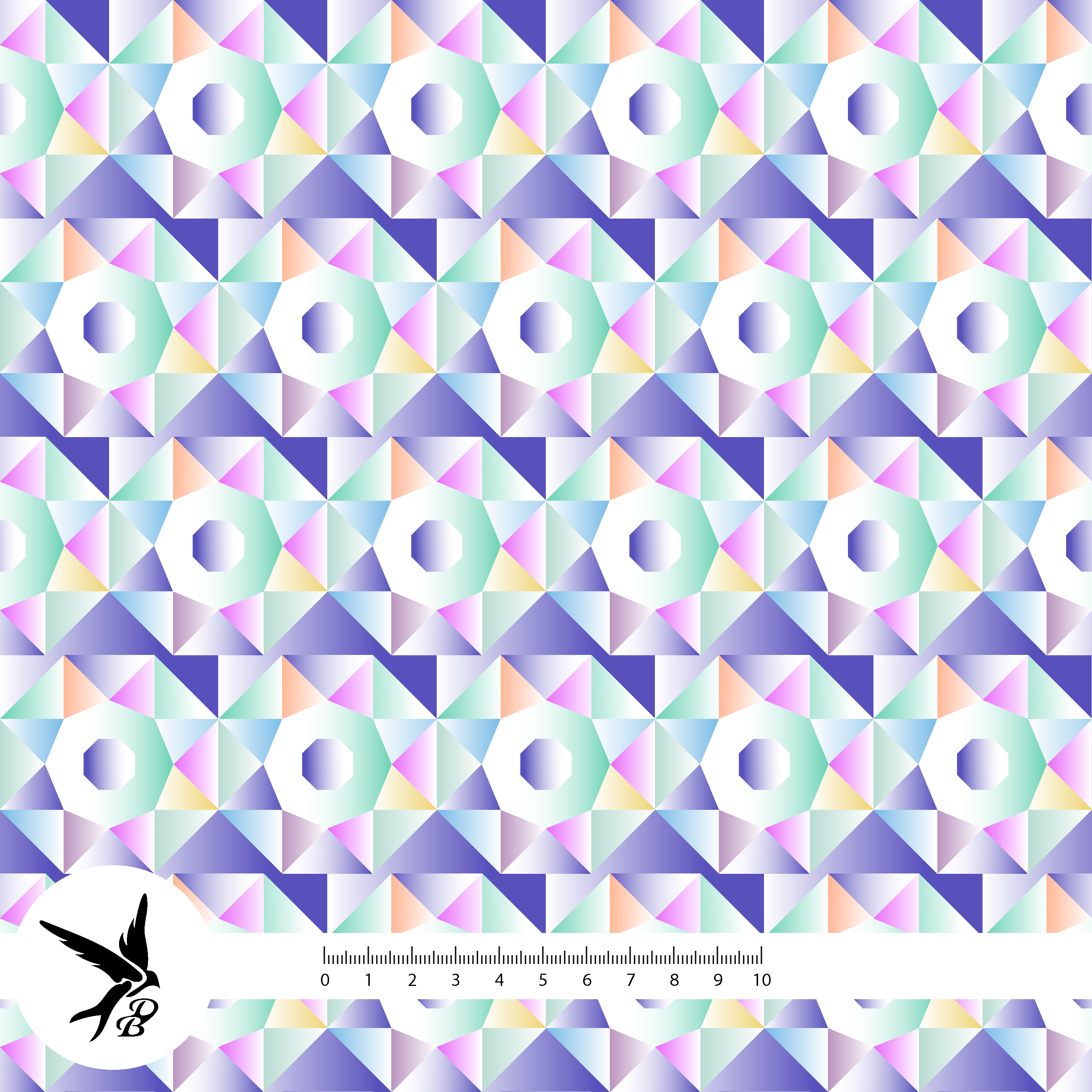 Bio Stoff  - Prism Glow Blau - DanielaBonn, bunt, Geometrische Muster