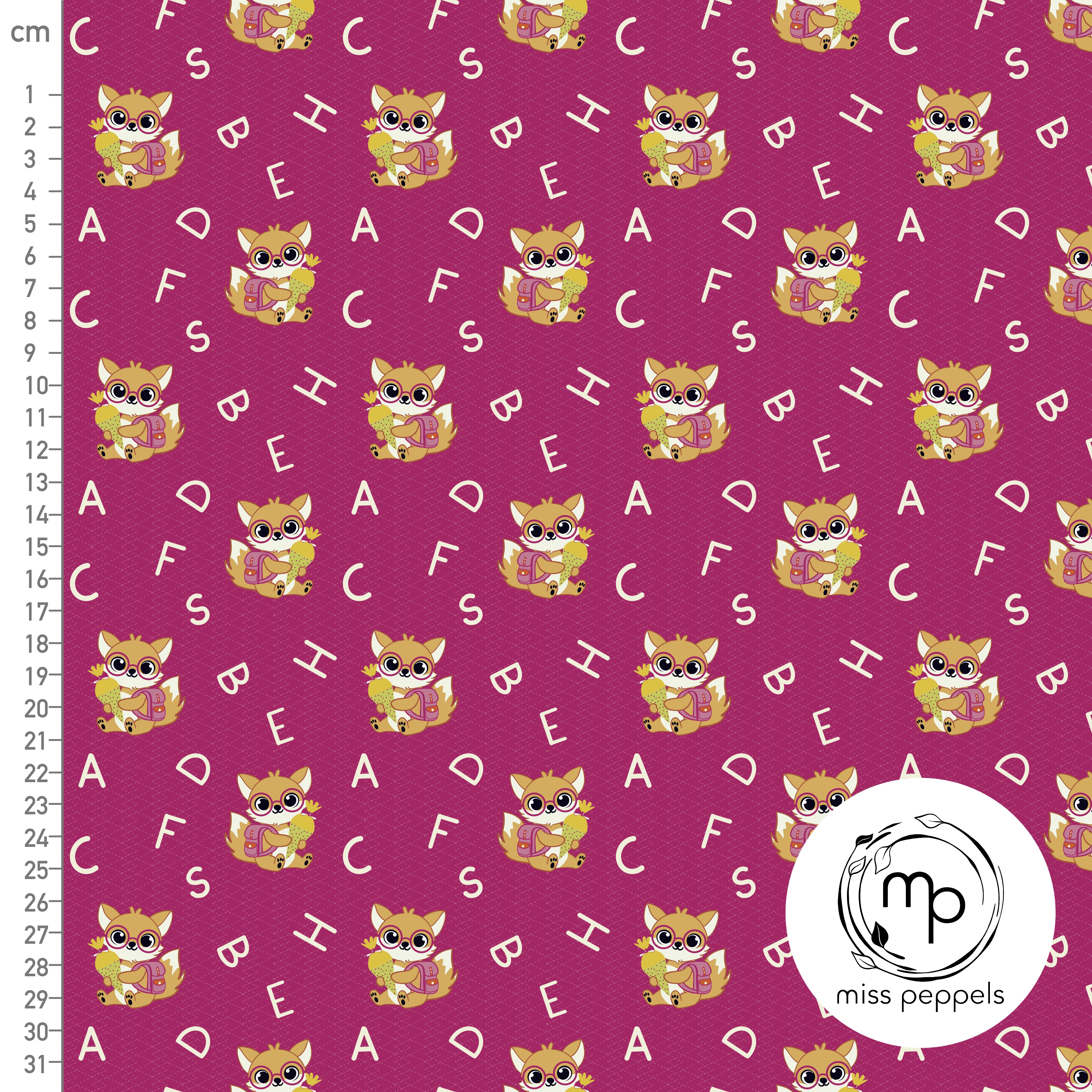Bio Stoff - Buchstaben Fuchs Pink von misspeppels in pink