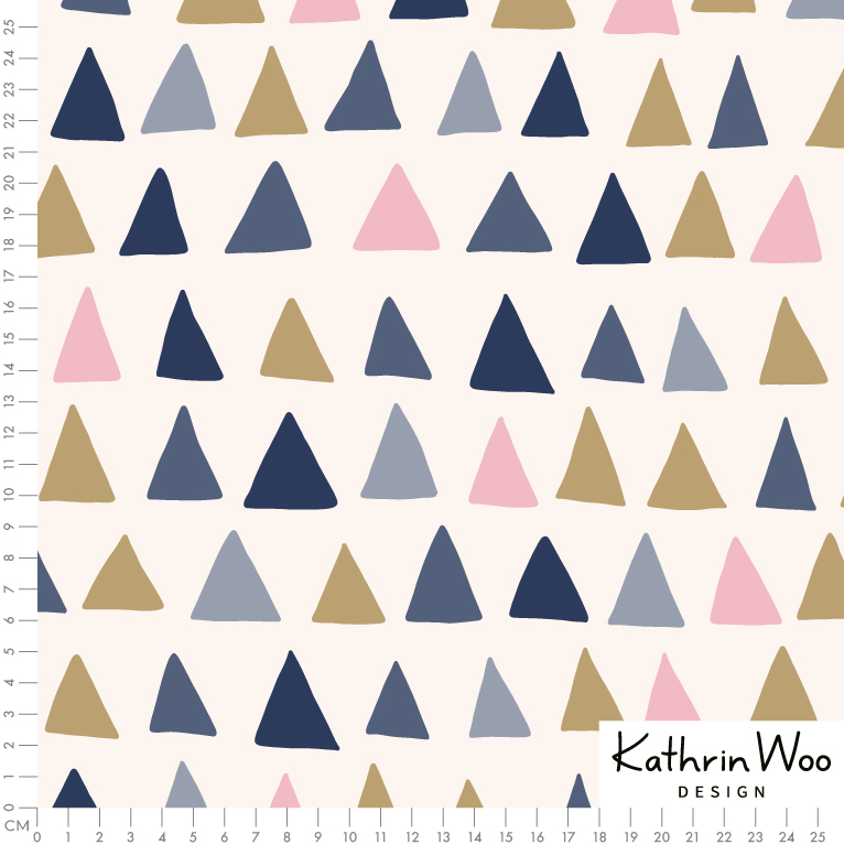 Bio Stoff  -  Dreiecke Multicolor 3  - KathrinWoo, bunt, beige