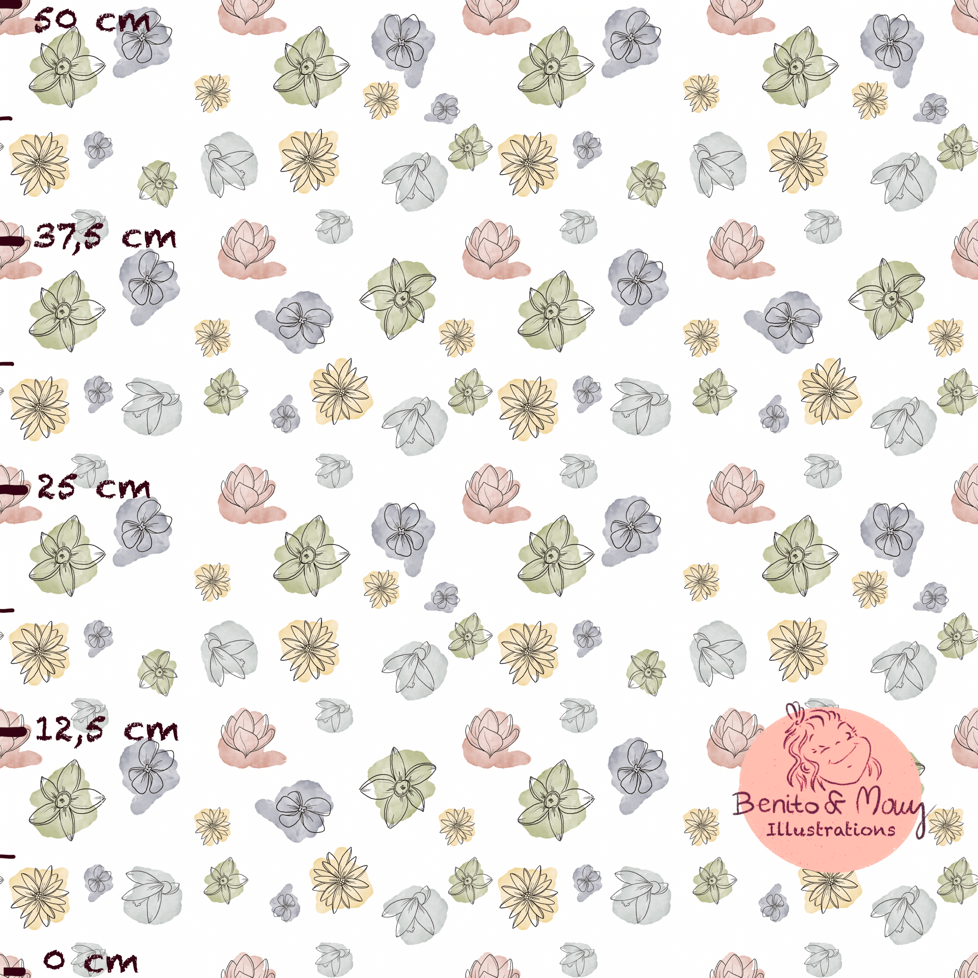 Bio Stoff - Flowers Blop weiß, klein 