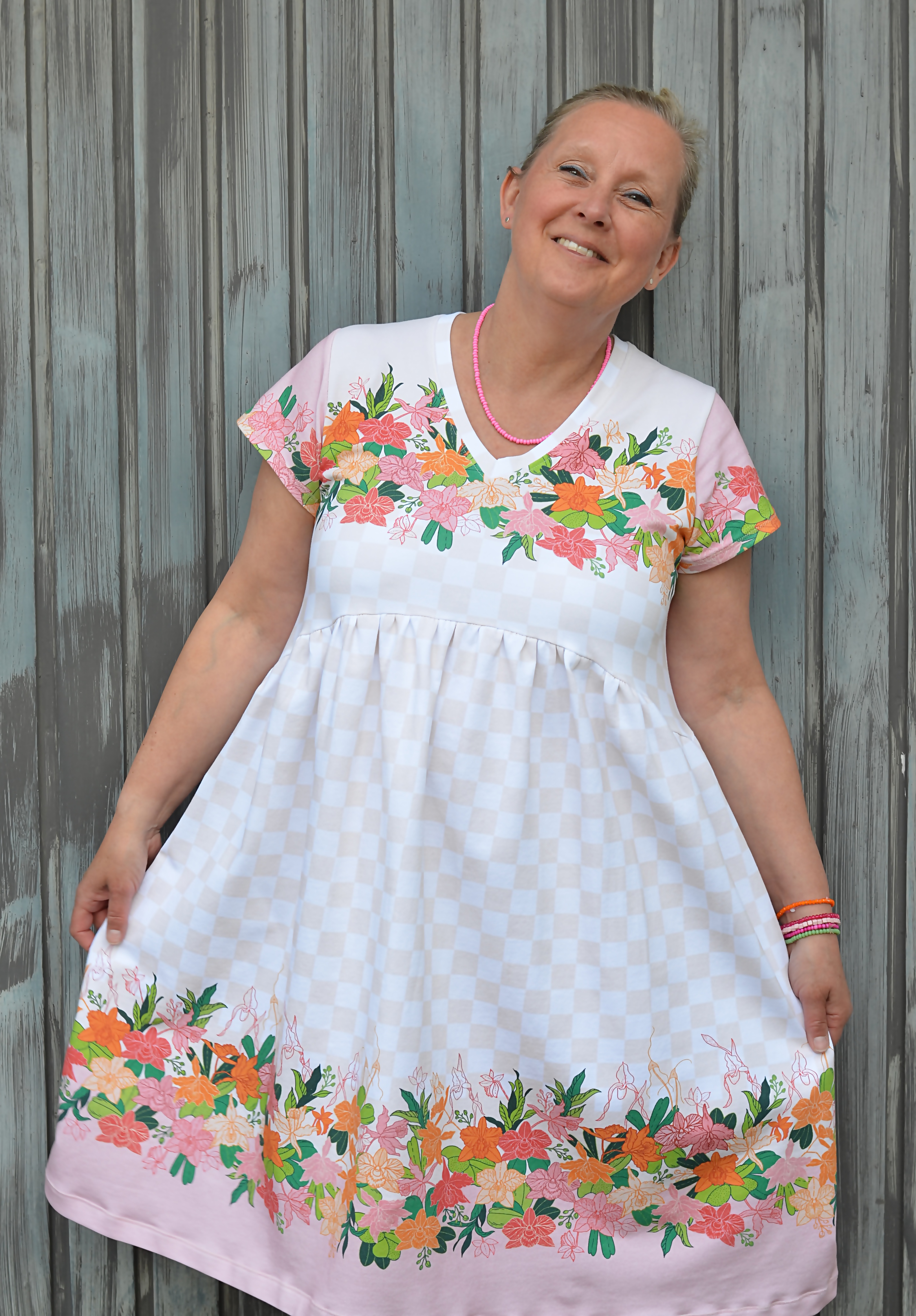 Bio Stoff  - Orchideenliebe Poesie Bordüre