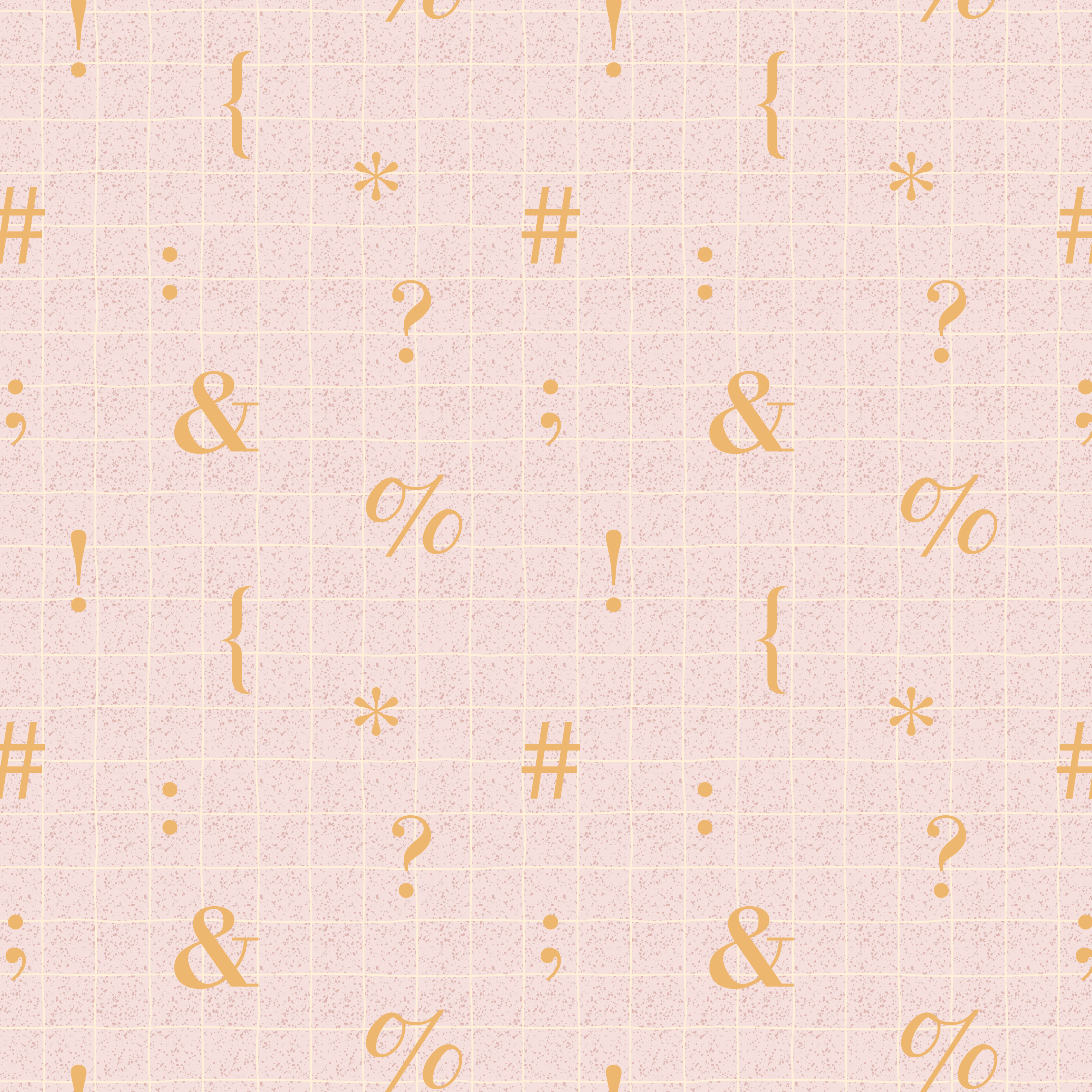 Organic fabric  -  Nerdy Monstera Symbols checked, pink