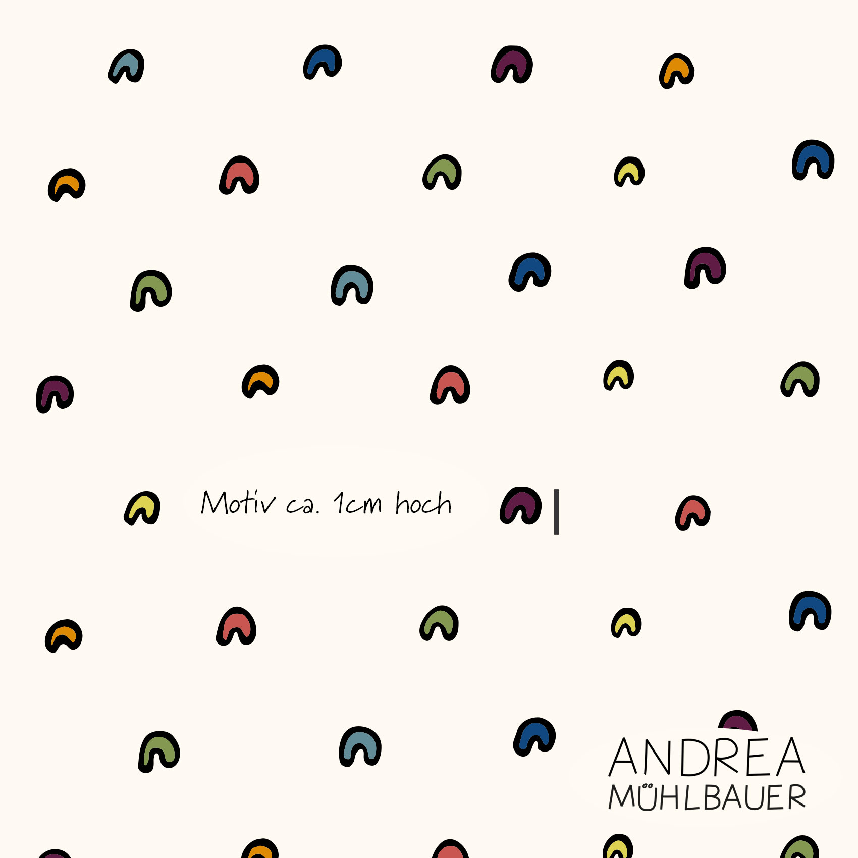 Bio Webware Stoff  -  Little Rainbow  - AndreaMuehlbauer, Fantasy, creme, Regenbogen, 100% Bio-Baumwolle