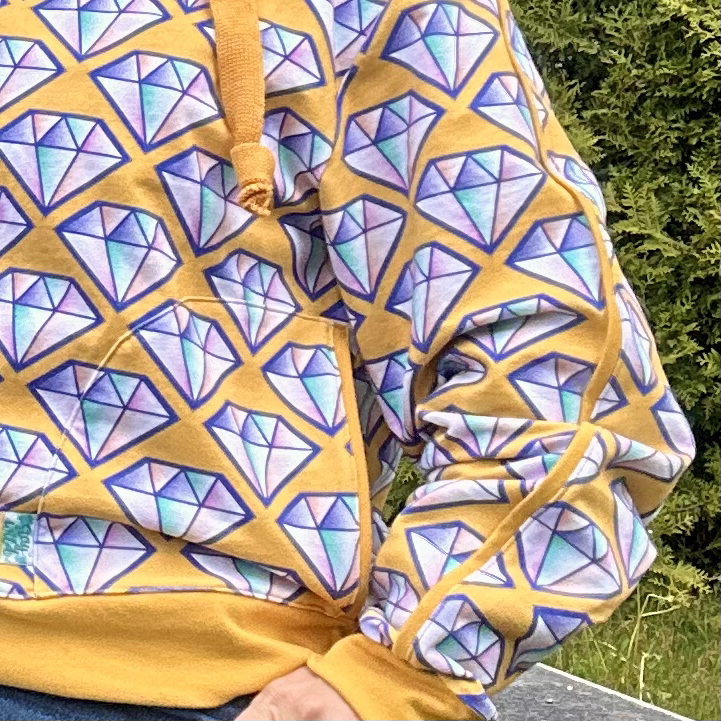 Bio Summersweat Stoff - Prism Glow Diamant Orange - DanielaBonn, bunt, Geometrische Muster, Breite 150 cm Bio Summersweat Stoff - Prism Glow Diamant Orange - DanielaBonn, bunt, Geometrische Muster, Breite 150 cm