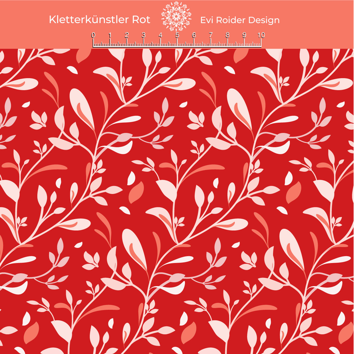 Bio Stoff  -  Kletterkünstler  - EviRoiderDesign, rot, Blätter & Ranken