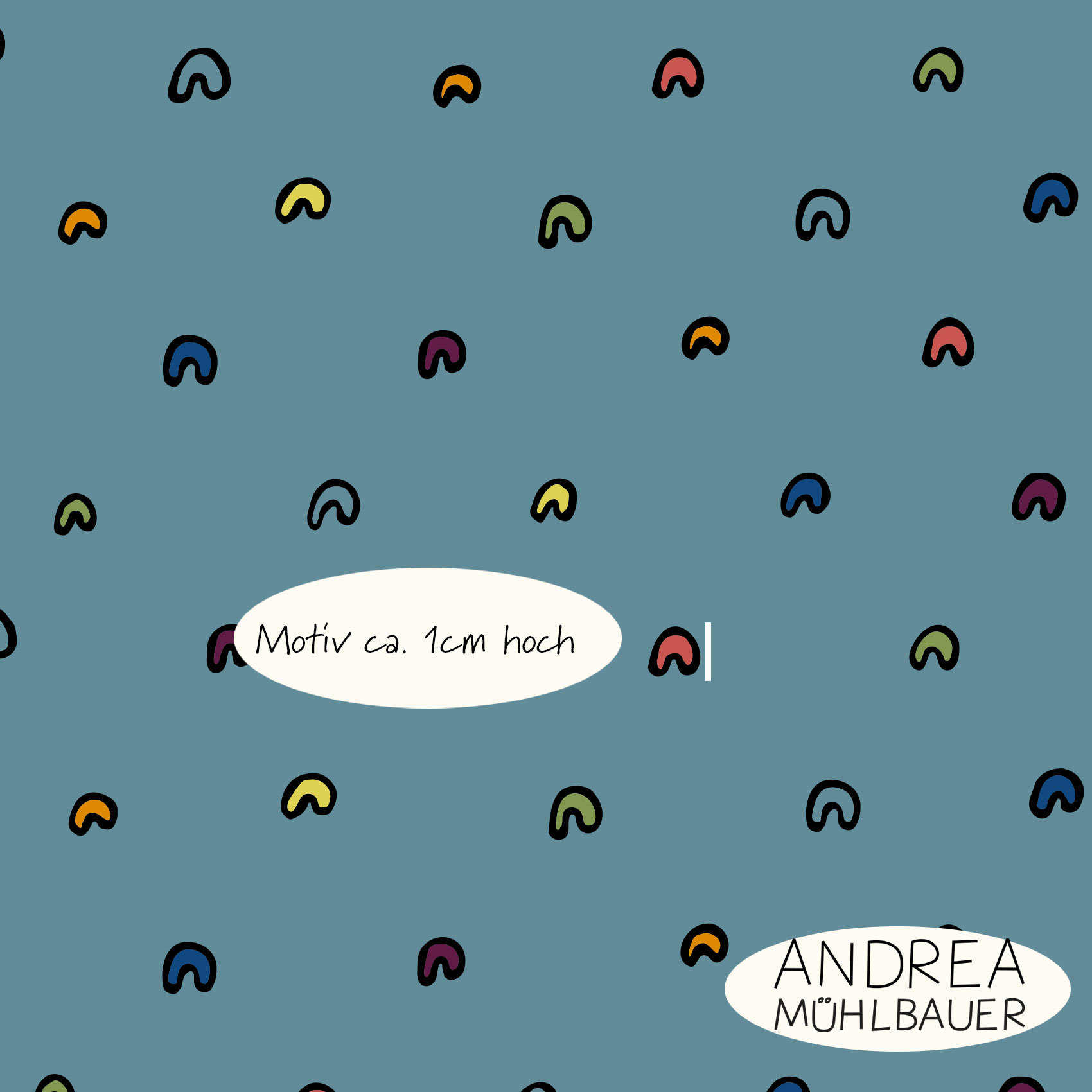 Bio Webware Stoff  -  Little Rainbow  - AndreaMuehlbauer, Fantasy, Regenbogen, blau, 100% Bio-Baumwolle