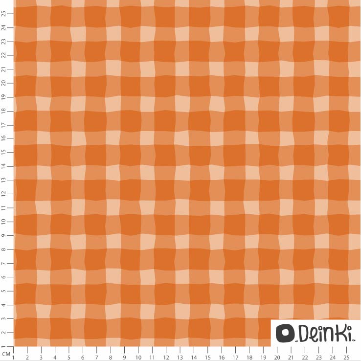 Organic Fabric - Zigzag Check Orange by Deinki in orange